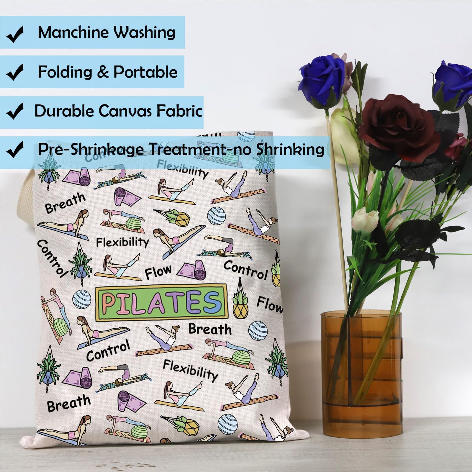 GJTIM Pilates Instructor Gift - Fitness Teacher Coach Workout Present - Cosmetic Makeup Bag for Yoga, Gym & Travel Essentials