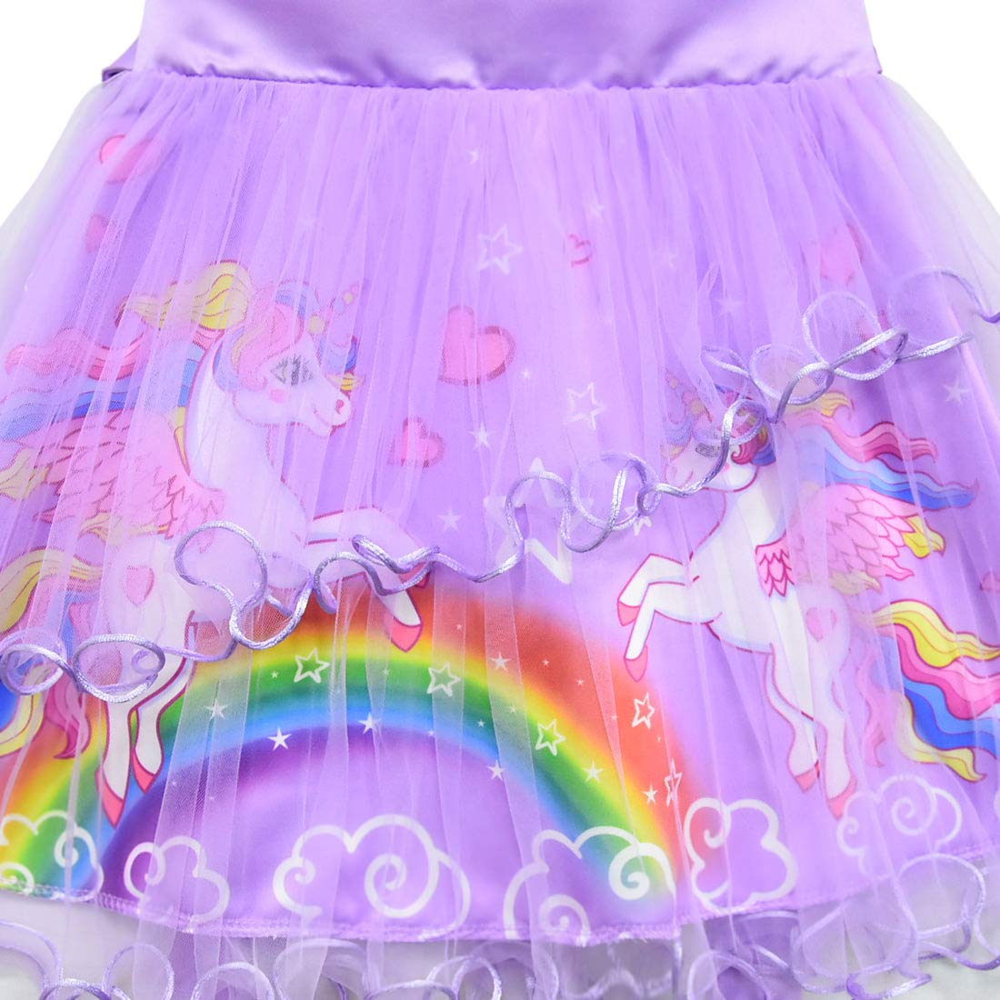 Rainbow Unicorn Princess Dress for Girls - Sparkly Tulle Birthday Party Costume in Pink & Purple | Perfect for Fairy Tale Themed Parties, Dress-Up Play & Special Occasions