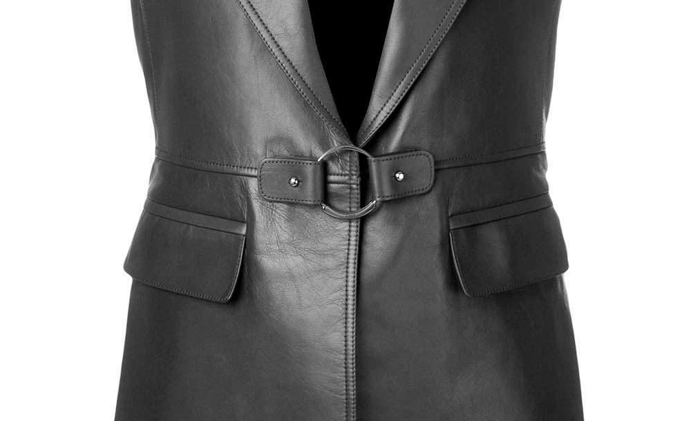 Stylish Black & Tan Women's Real Leather Waistcoat Vest Coat | Designer Fashion for Regular, Plus & Petite Sizes | Perfect for Office, Date Night & Fall Layering