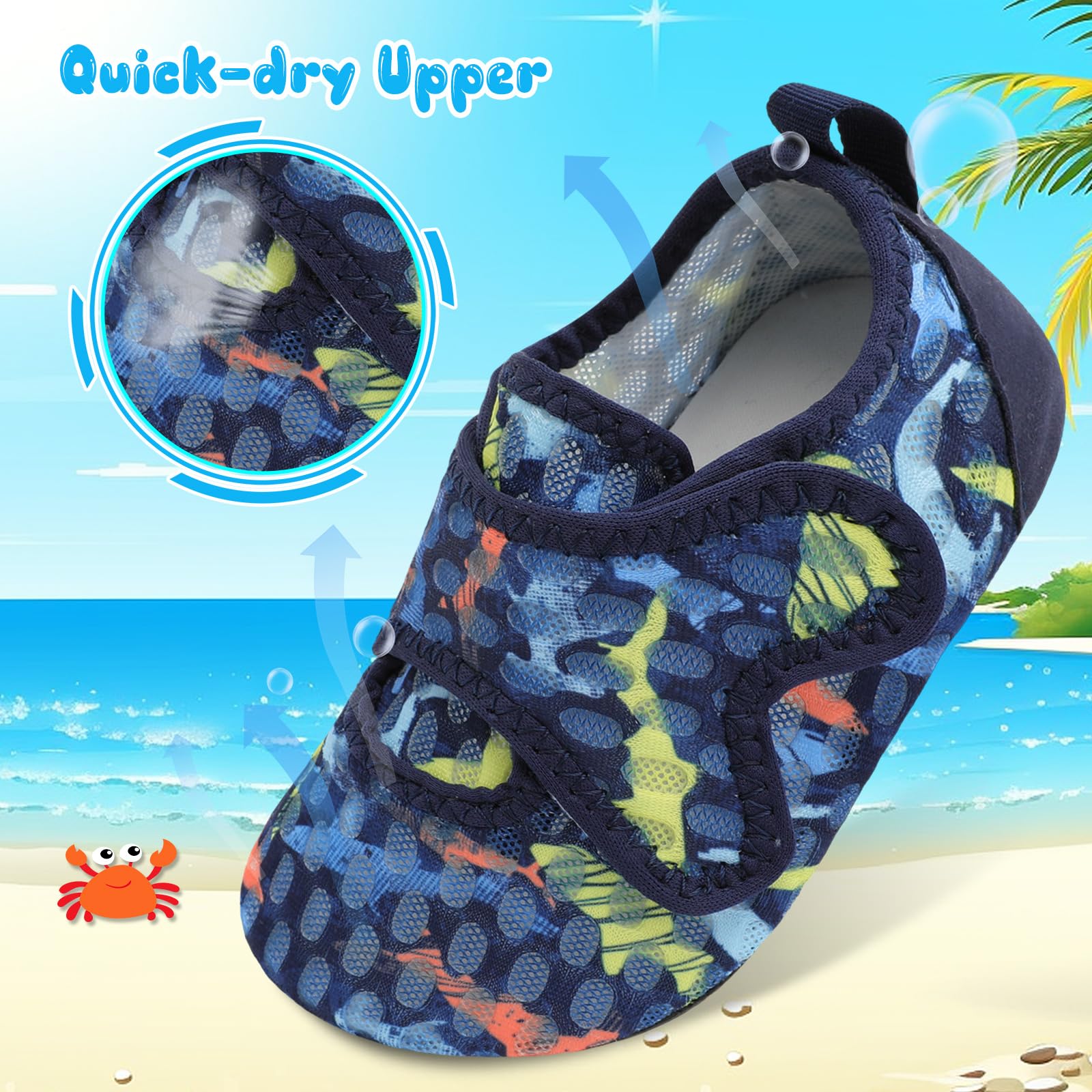 XIHALOOK Toddler Water Shoes for Boys & Girls - Quick Dry Barefoot Aqua Socks for Beach, Pool & Swim - Ideal for Summer Water Activities
