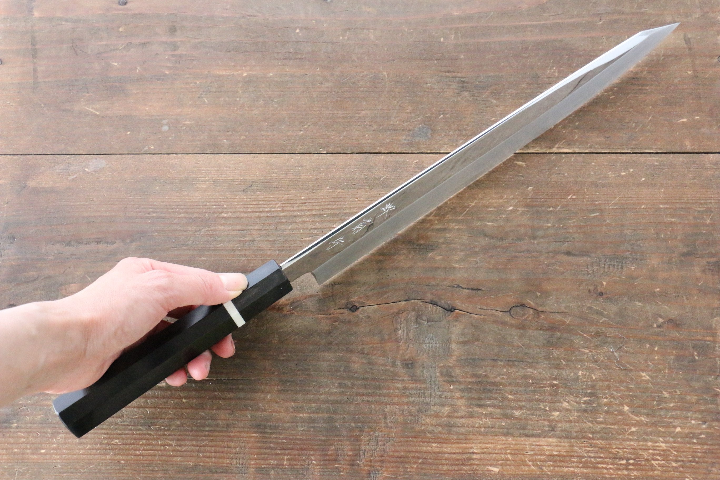 Premium Kikumori SG2 Kiritsuke Yanagiba 300mm Japanese Chef Knife - Mirror Polished Stainless Steel Blade with Ebony Wood Handle & White Ring - Perfect for Sushi, Sashimi & Precision Cutting