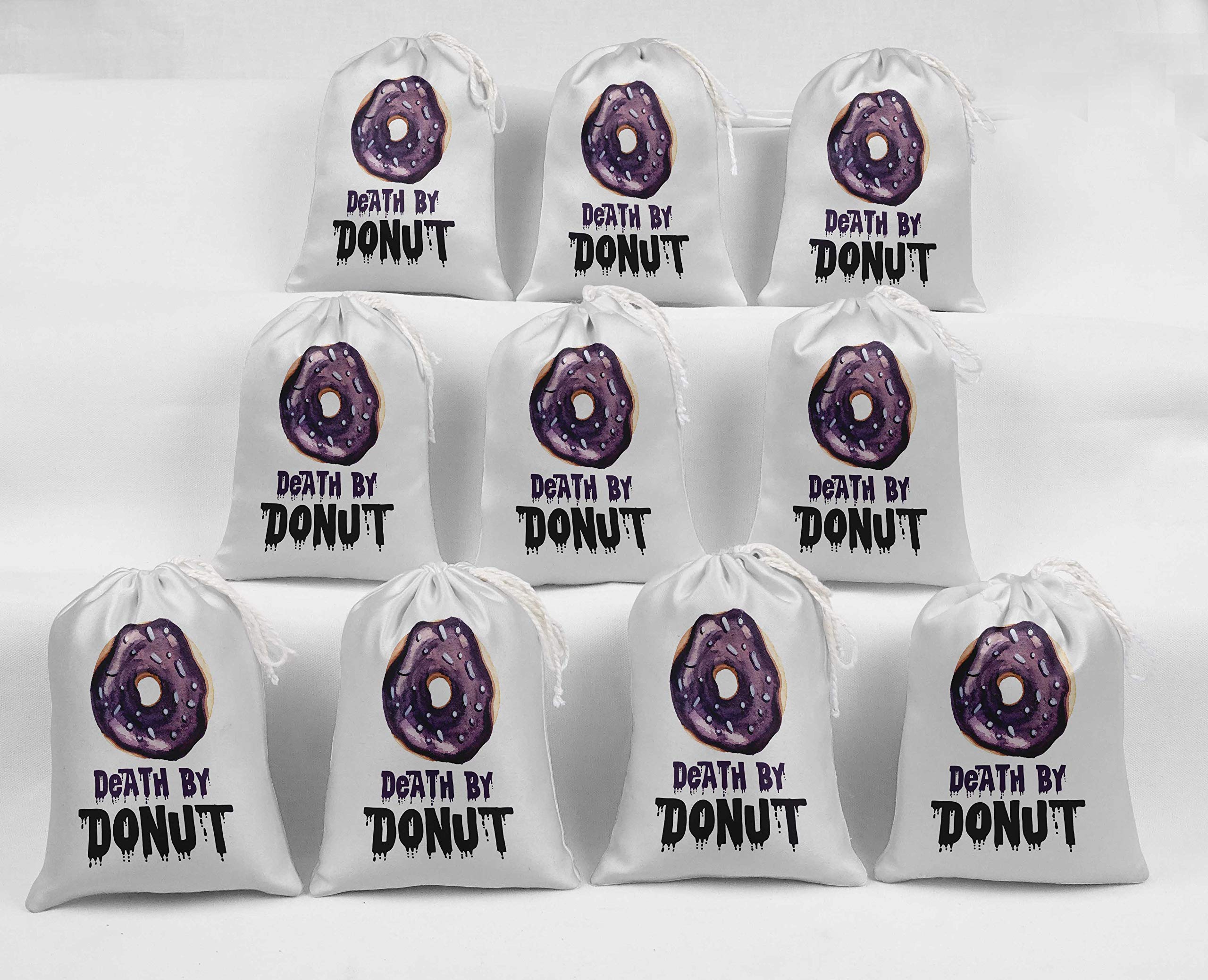 White Donut & Text Halloween Party Favor Bags - 15 Pack Candy Pouches for Trick or Treat, Classroom Treats & Spooky Party Decorations