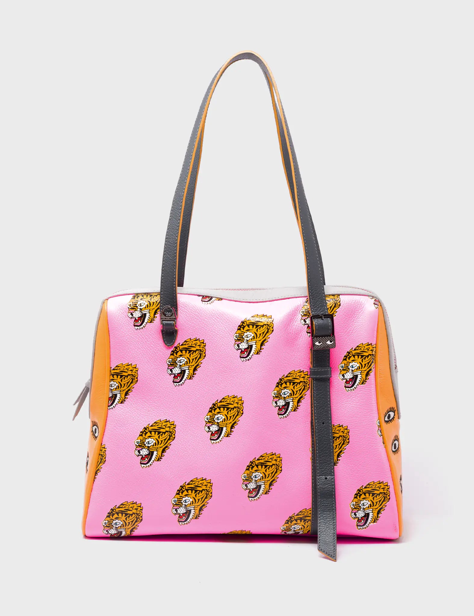 Esther Bubblegum Pink Satchel Bag with Blazing Tiger Print - Trendy Women's Crossbody Purse for Casual Outings & Date Nights