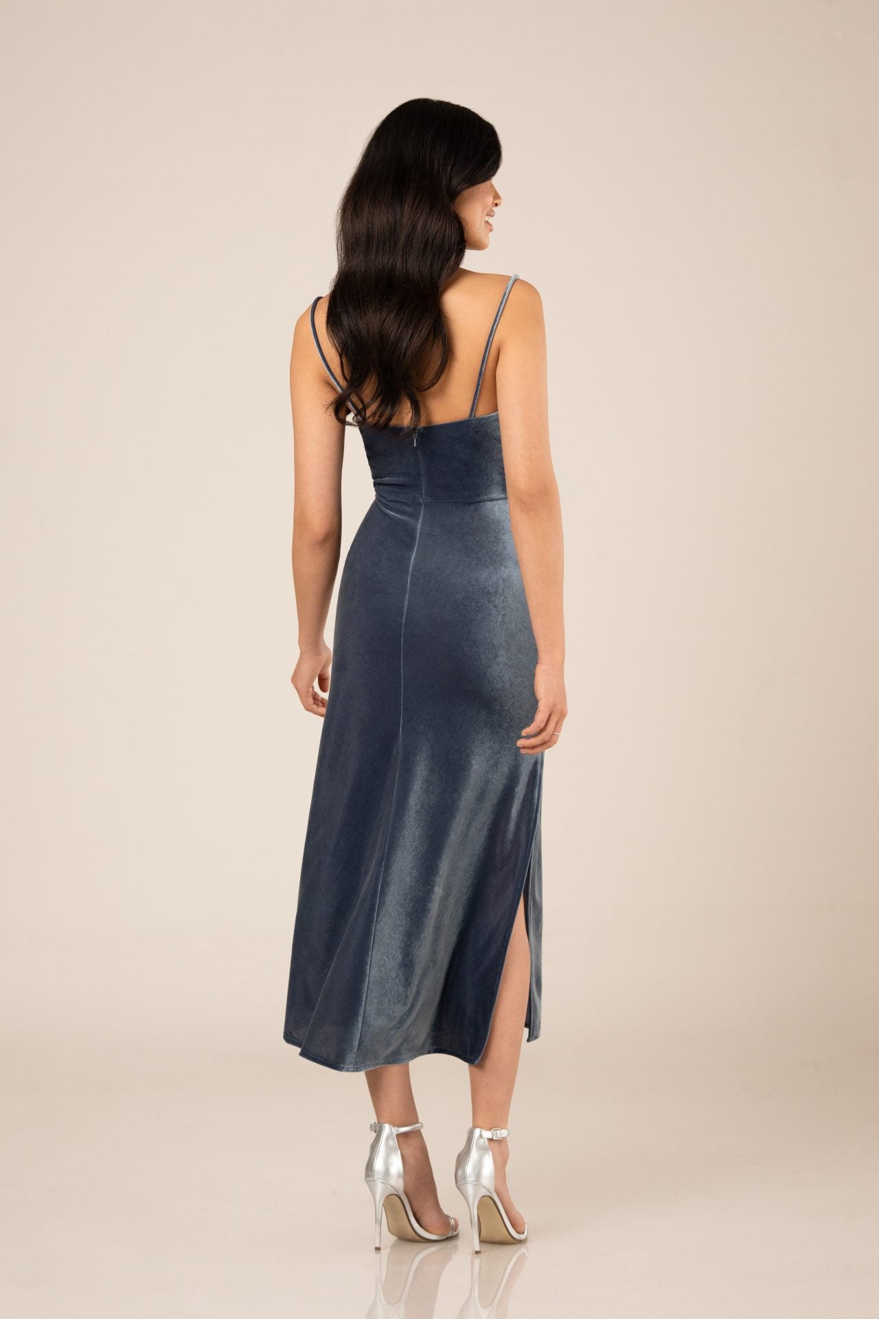 Elegant Tea Length Velvet Dress for Women - Perfect for Weddings, Parties & Special Occasions