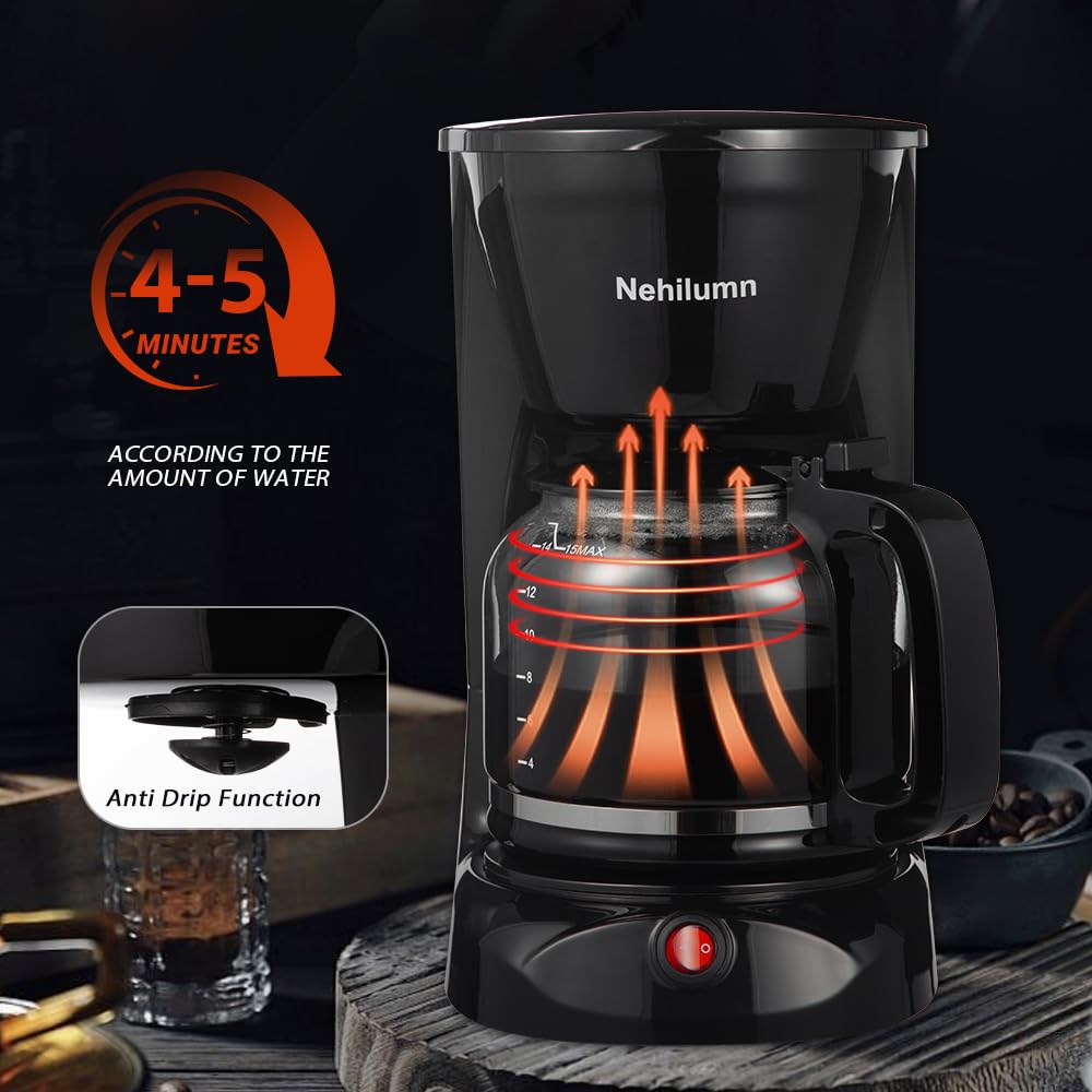 12 Cup Drip Coffee Maker with 1.8L Glass Carafe - Perfect for Home & Office