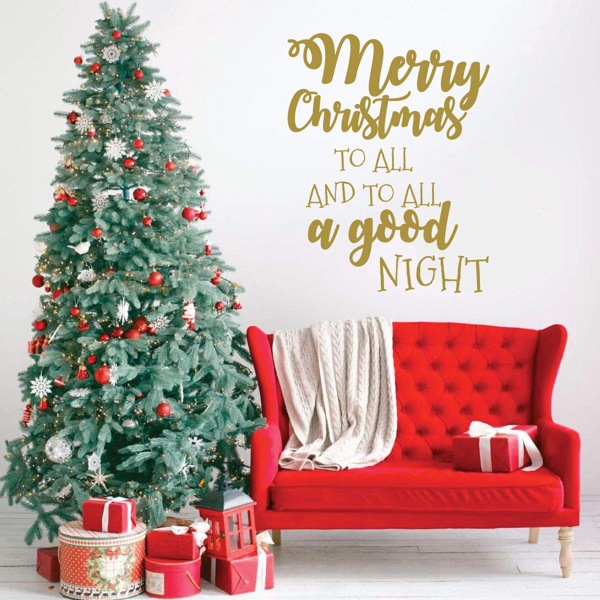 Merry Christmas Wall Decor - Holiday Vinyl Decal Stickers for Living Room, Family Room & Home Decor - Perfect for Christmas Tree, Fireplace & Window Decoration
