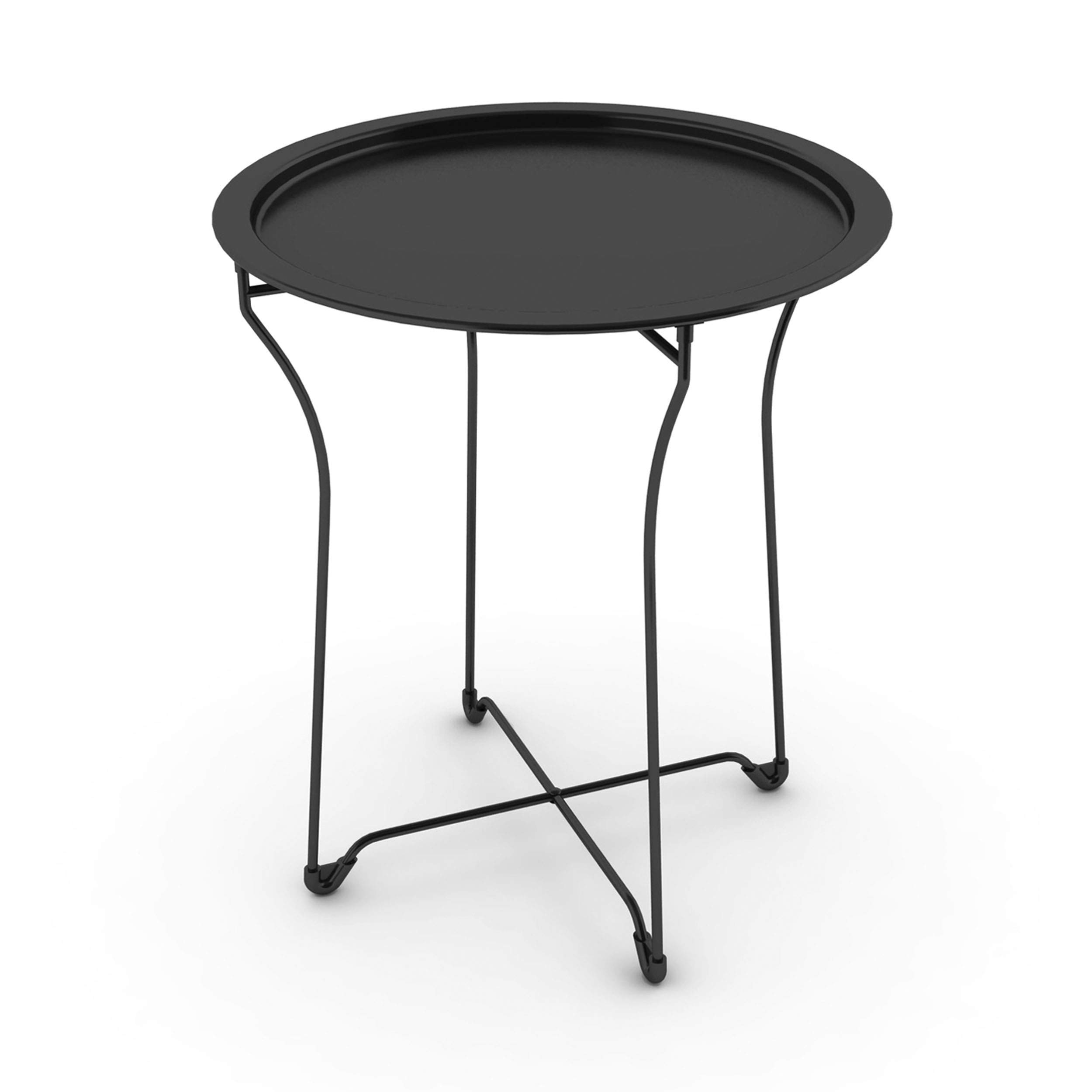 Atlantic Metal Side Table - Black Folding Tray Table with Sturdy Steel Frame & Durable Powder Coating | Perfect for Living Room, Bedroom, Patio & Outdoor Use - 38435984