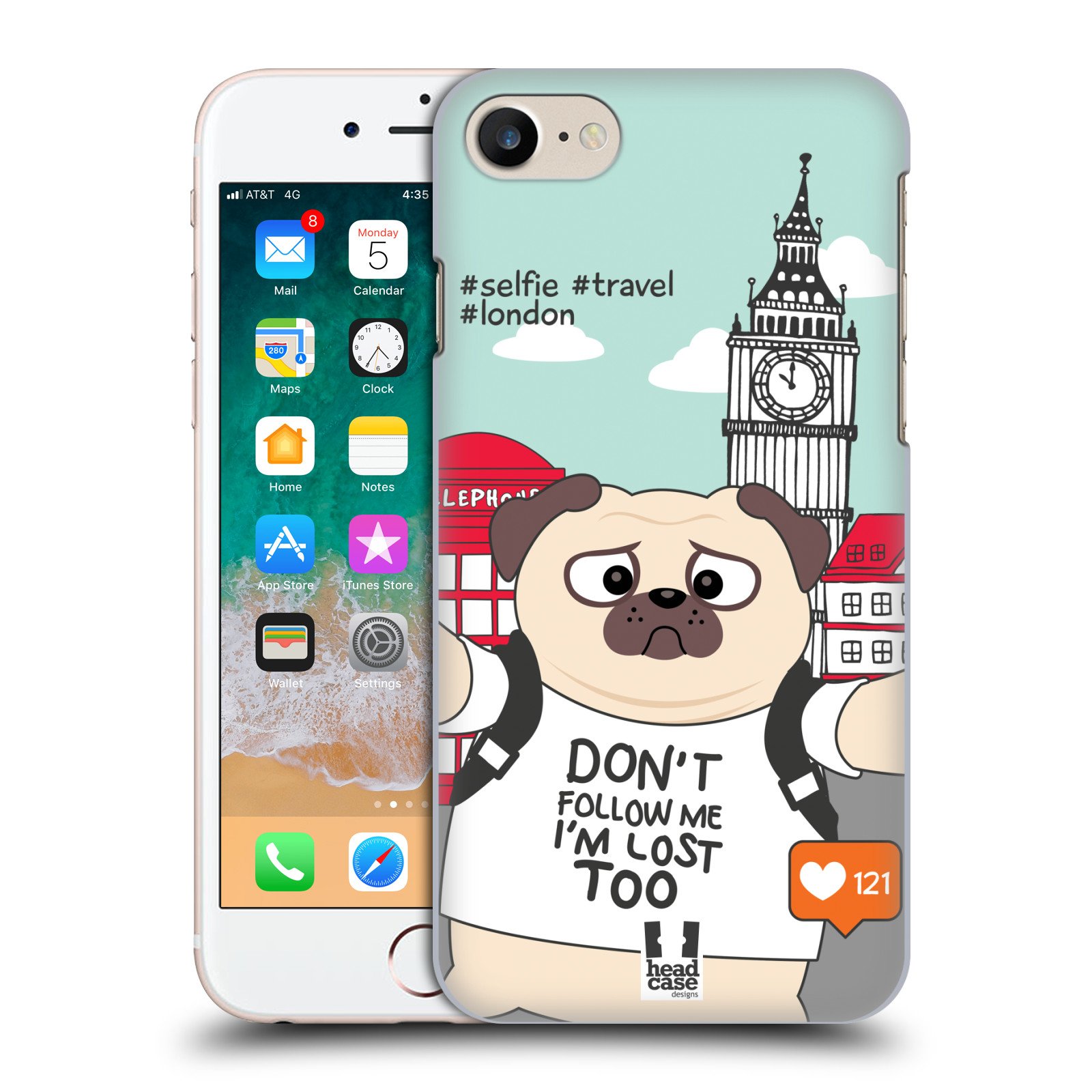 London Travel Selfies Hard Back Phone Case Compatible with Apple iPhone 7/8/SE (2020 & 2022) - Durable Protective Cover for Everyday Use & Travel Photography