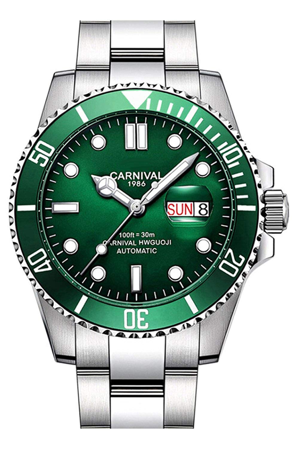 Carlien Men's Luxury Automatic GMT Diving Watch - Stainless Steel, Sapphire Glass, Luminous - Business, Sport & Outdoor Activities