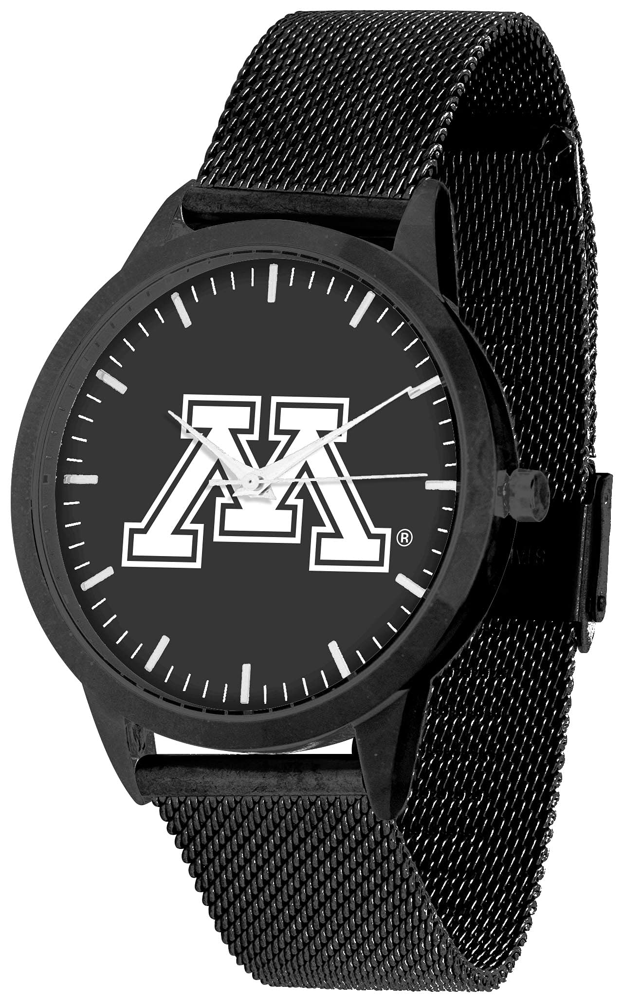 SunTime Minnesota Gophers Mesh Statement Watch - Black Band & Dial - Stylish Sports Watch for Men - Perfect for Game Day, College Events & Casual Wear