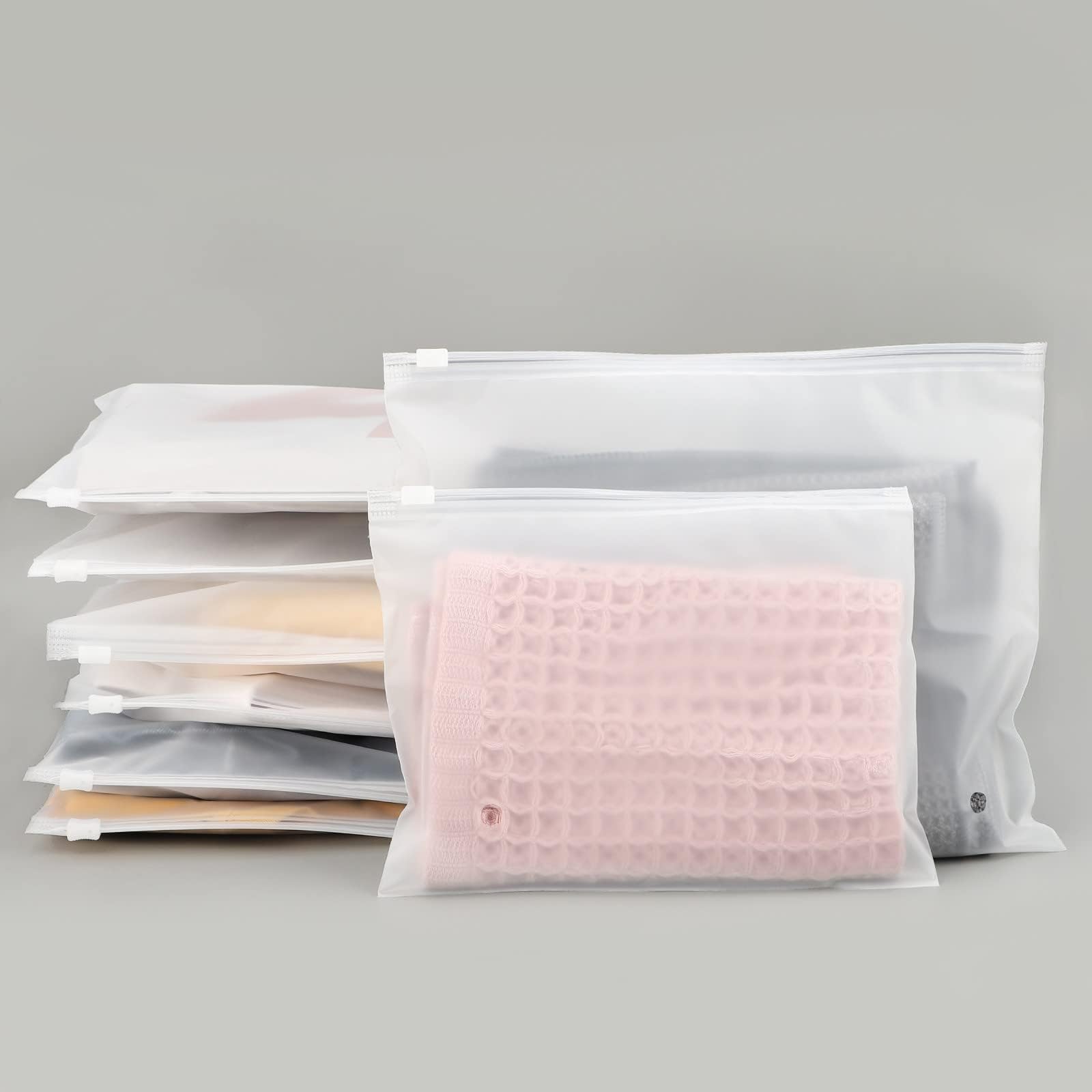 50Pcs 7.87x5.51 Inch Frosted Zipper Bags - Resealable Poly Plastic Ziplock Bags with Slider Closure for Shipping, Storage & Organization (3 Mil with Vent Holes) - Perfect for Socks, Underwear, Jewelry & Small Merchandise