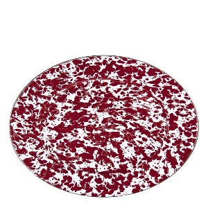Golden Rabbit Red Swirl Oval Tray - Elegant Decorative Serving Tray for Dining, Coffee Table, or Gift Giving - Perfect for Home Decor, Parties, and Special Occasions
