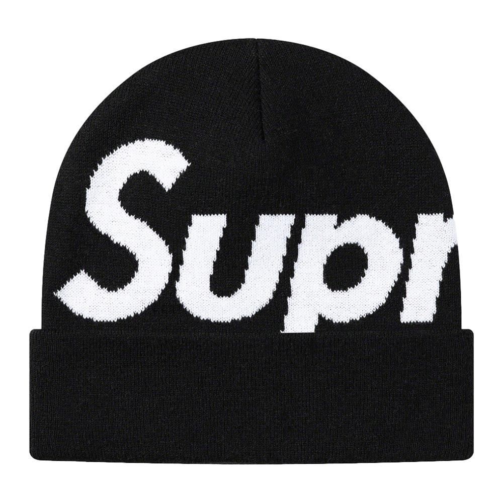 Supreme Big Logo Beanie - Black Winter Skull Cap for Men & Women - Perfect for Cold Weather, Streetwear Fashion & Outdoor Activities