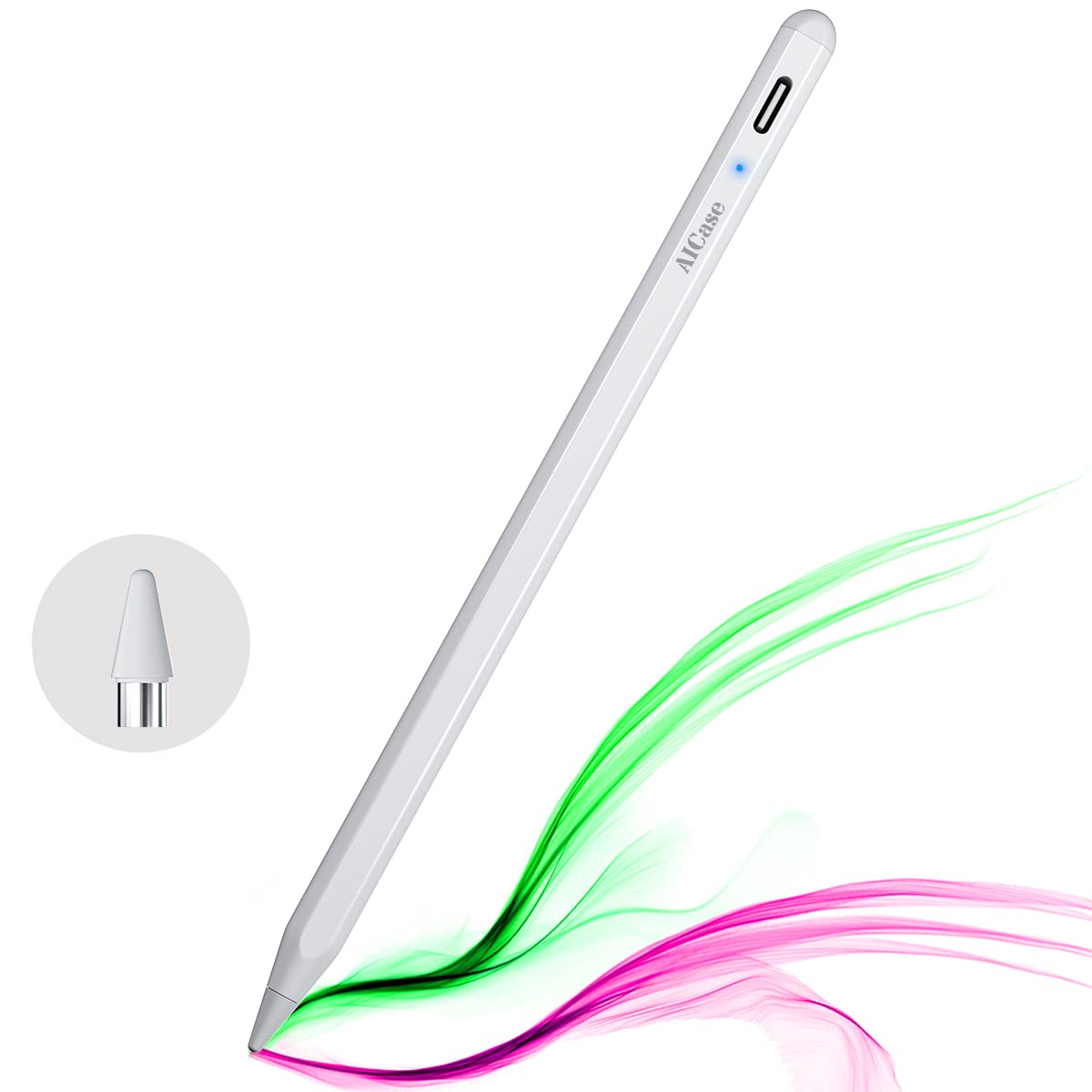 AICase Stylus Pen for Touch Screens - 1.5mm High Precision Digital Pencil with Fine Point for iPad, Android Tablets - Perfect for Drawing, Note Taking & Office Work (White)