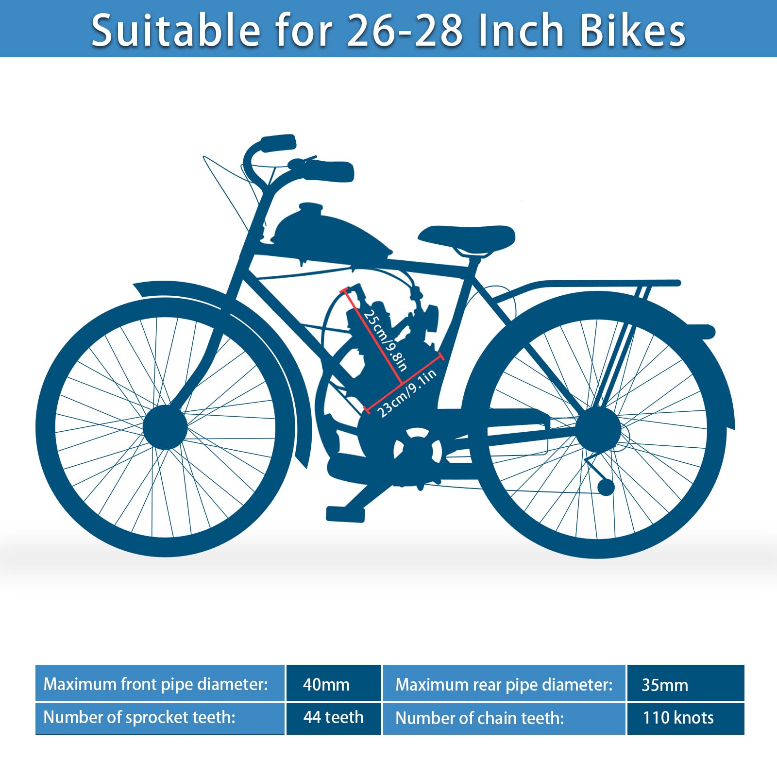 IMAYCC 100cc 2-Stroke Gas Bicycle Engine Conversion Kit - Motorized Bike Kit for 26-28