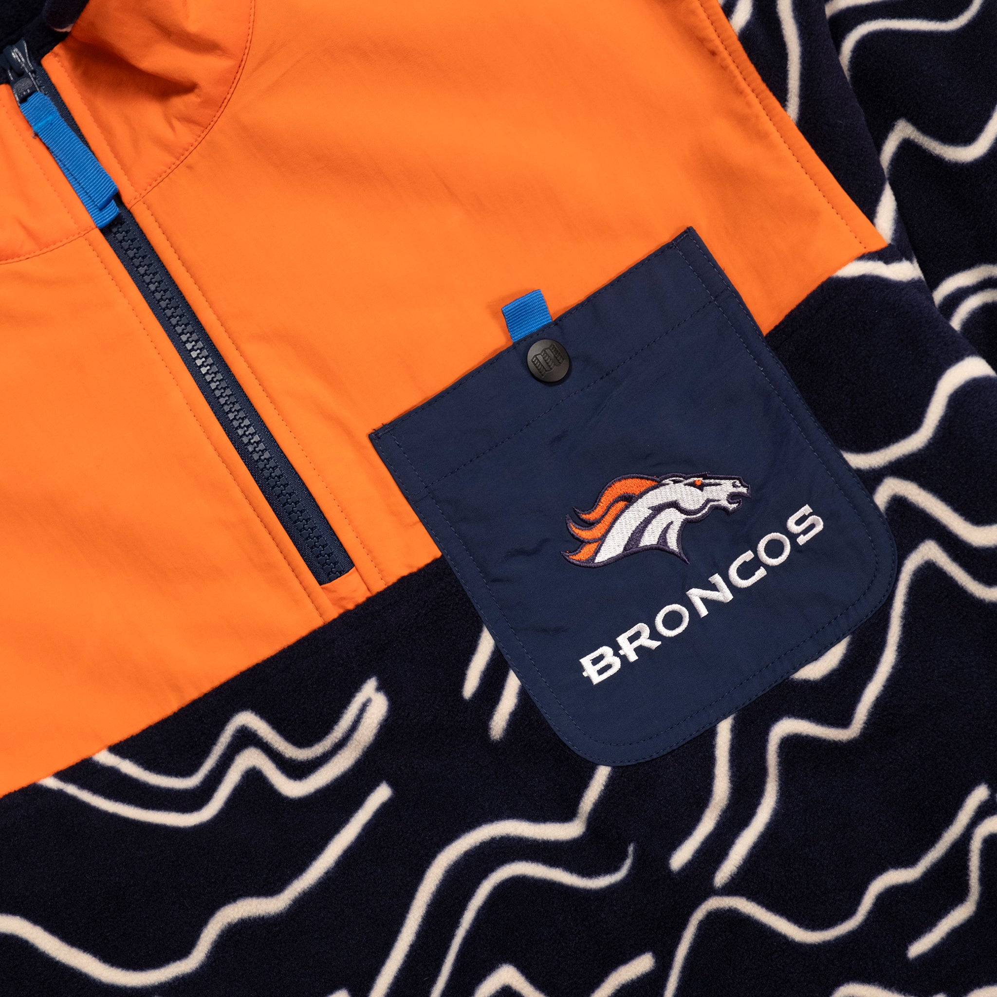 Topo Designs x Denver Broncos Vista 1/4 Zip Lightweight Fleece Pullover - Men's Outdoor Activewear for Hiking, Camping & Casual Wear
