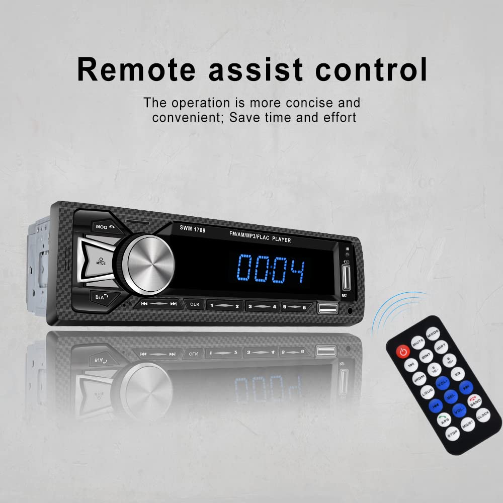 Rimoody Single Din Car Stereo with Bluetooth, FM Radio, MP3 Player - USB/SD/AUX Input, Hands-Free Calling & Remote Control - Perfect for Upgrading Your Car Audio System on Road Trips & Commutes