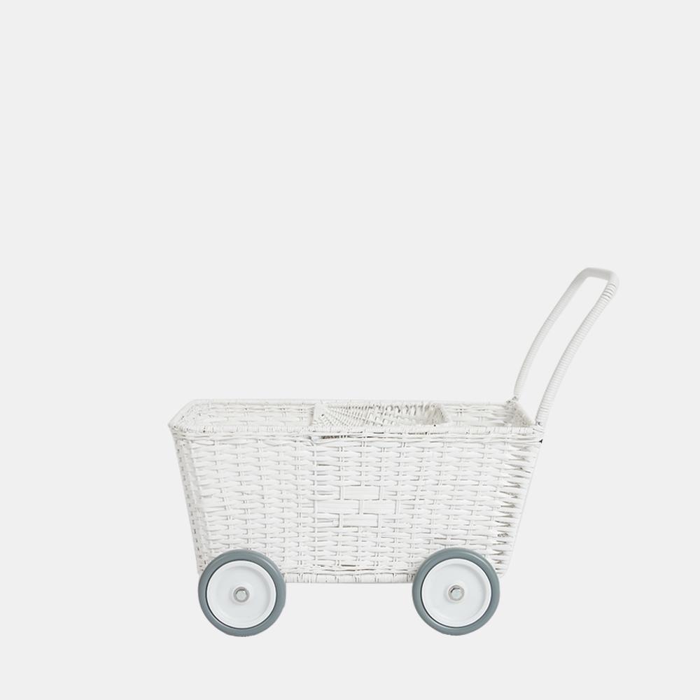 White Rattan Stroller - Lightweight & Durable Baby Stroller for Outdoor Walks, Park Visits, and Shopping Trips