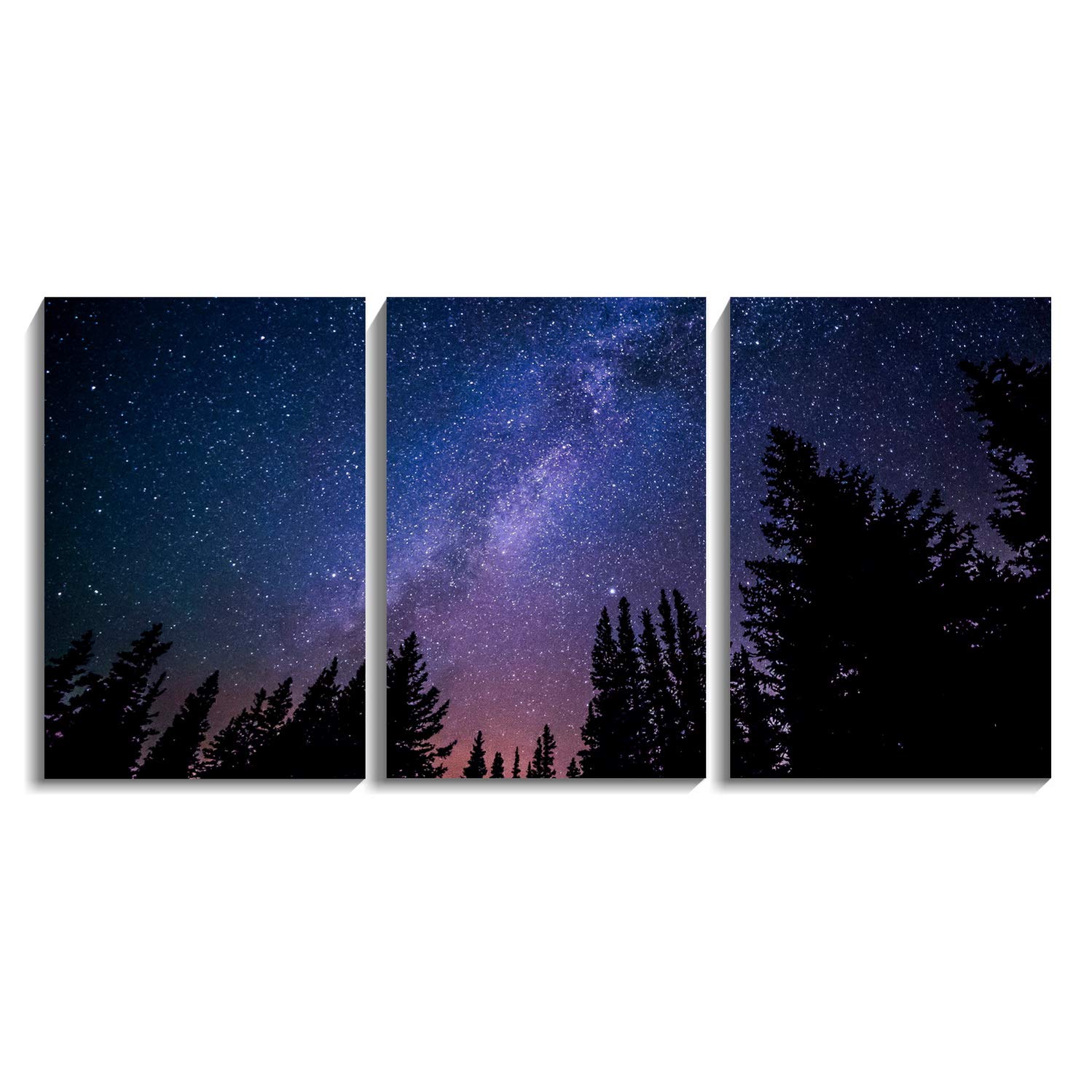 Laoife 3-Panel Galaxy Wall Art Set - 32x48 Inch Starry Night Sky & Milky Way Canvas Prints for Living Room, Bedroom & Office Decor | Modern Home Wall Artwork
