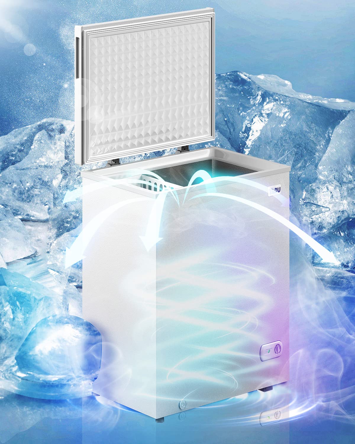 10.0 Cubic Feet Deep Freezer - Large Energy Efficient Chest Freezer with 7-Level Adjustable Thermostat, Removable Storage Basket & Top Opening Door - Perfect for Home, Garage, or Restaurant Use - White (TABU)