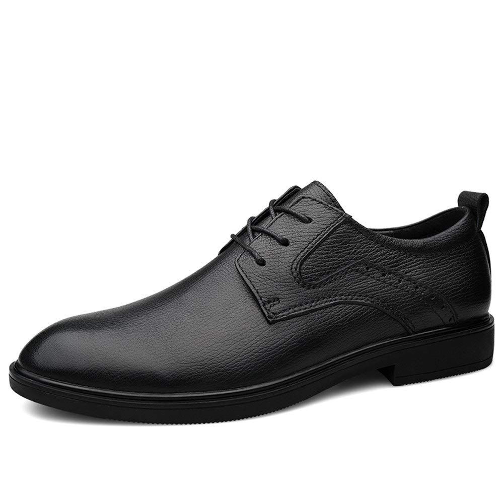 Premium Men's Leather Dress Shoes - Classic Oxford Lace-Up Derby Shoes with Round Toe | Genuine Cowhide & Anti-Slip Rubber Sole | Formal, Business, Wedding & Office Wear