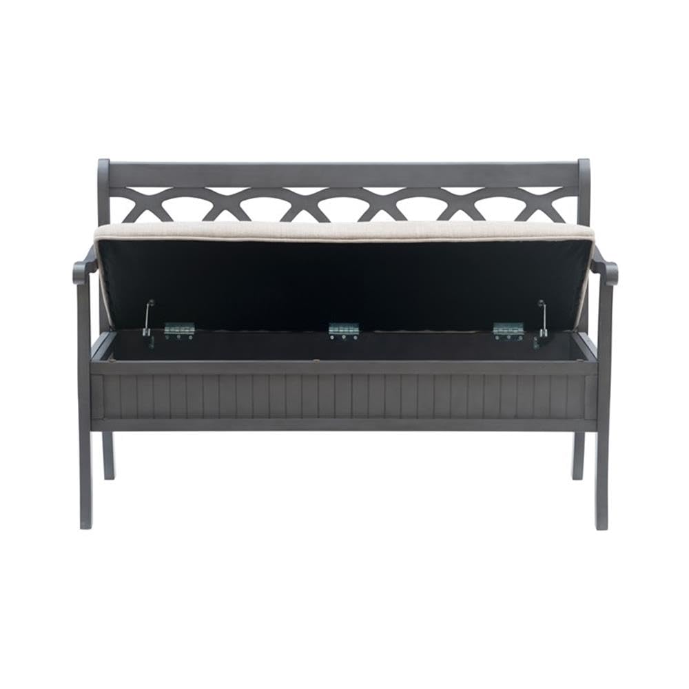 Pemberly Row Transitional Gray Wood Storage Bench - Stylish Entryway & Living Room Seating with Storage