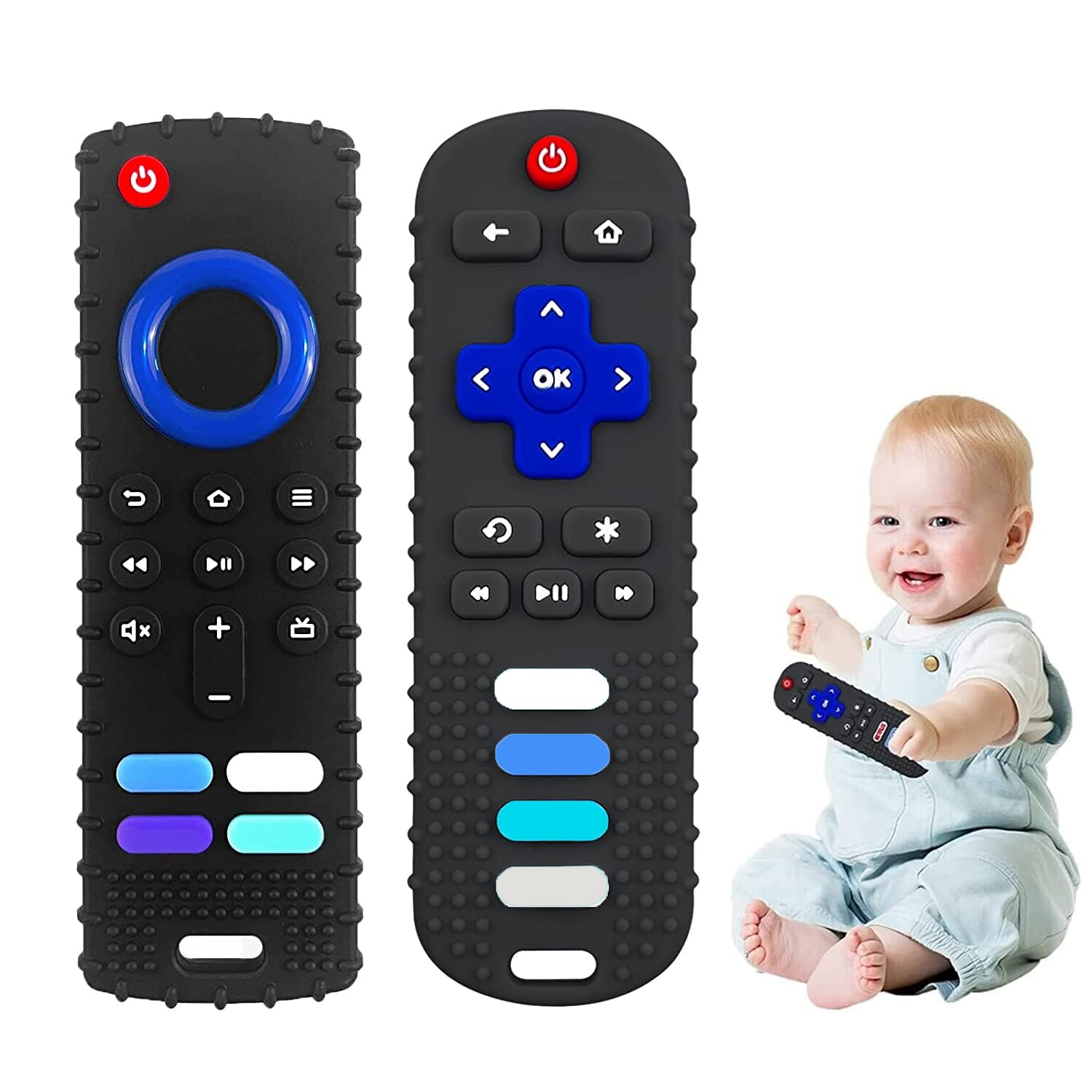 **BPA-Free Silicone Baby Teething Toys for Infants 3-24 Months | Soft Chew Toy with Remote Control Shape | Safe & Soothing for Teething Pain | Perfect for Home, Travel & Daycare**