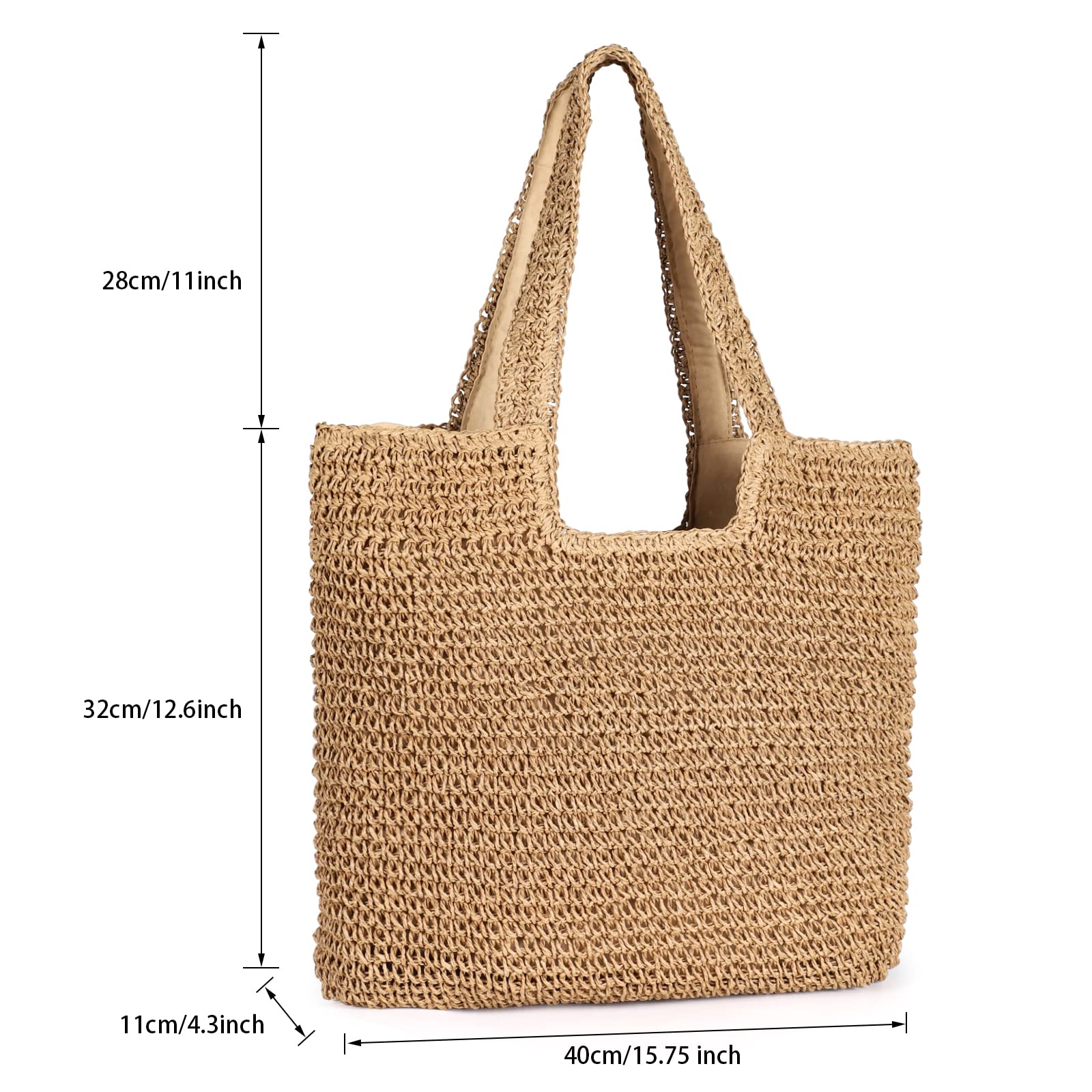 Women's Woven Straw Beach Tote Bag - Large Handmade Shoulder Bag for Summer, Vacation & Picnic | Perfect for Beach Outings, Poolside Lounging & Shopping Trips