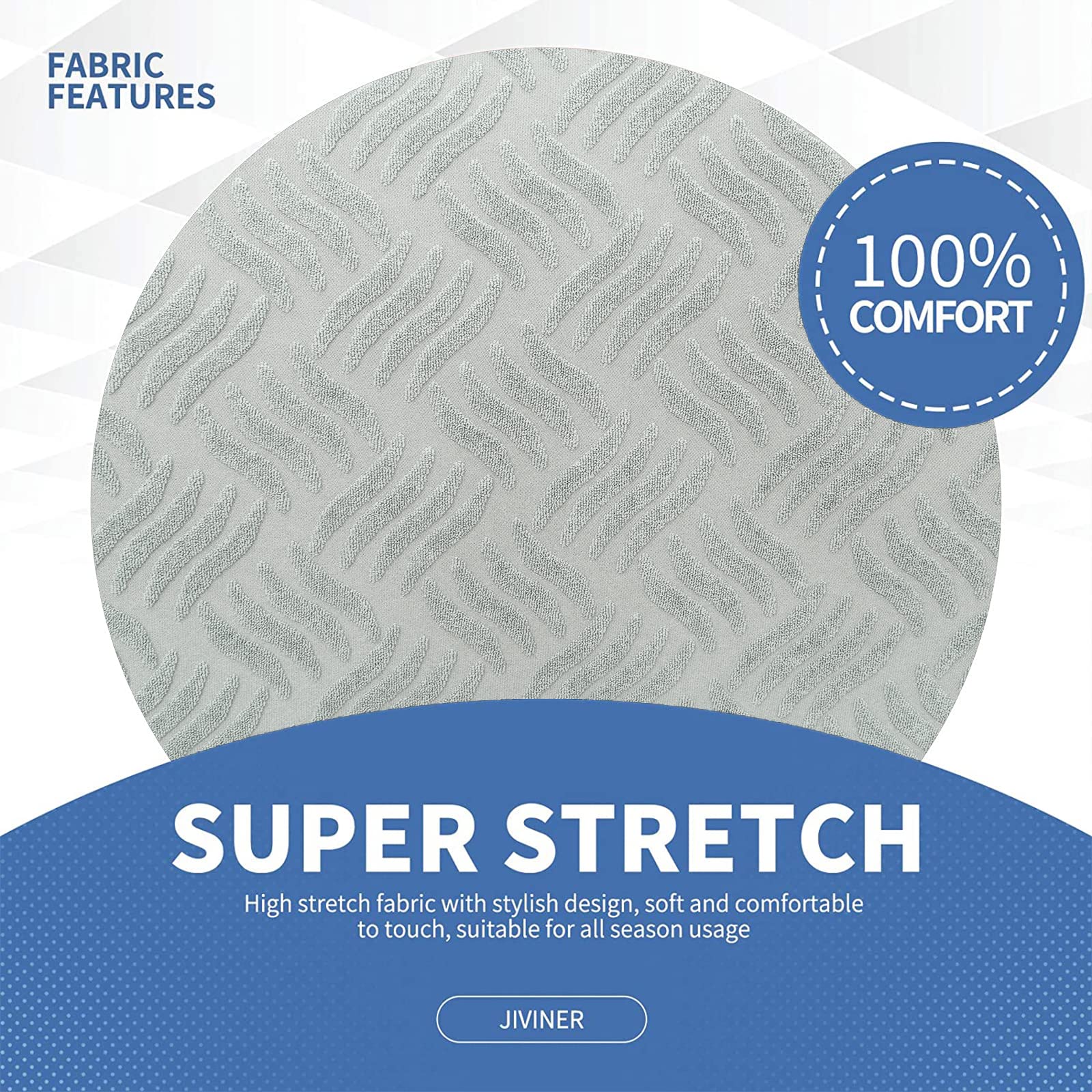 JIVINER Stretch Sofa Cover for 3-4 Cushion Couches - Oversized Magic Slipcover with Anti-Slip & Pet-Friendly Design - Extra Large Furniture Protector (X-Large, Leaf Pattern Silver Gray) - Perfect for Living Room, Family Room & Pet Owners