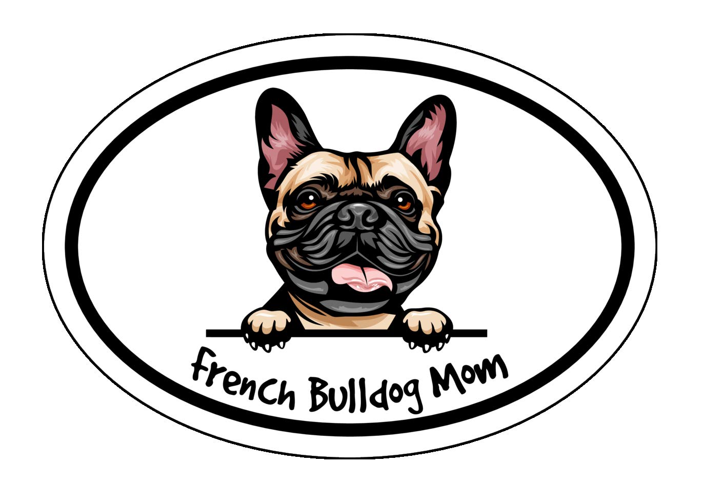 WickedGoodz Oval French Bulldog Mom Decal - Durable Dog Bumper Sticker for Laptops, Tumblers, Windows, Cars, Trucks, Walls - Perfect for Home, Office, and Outdoor Decor