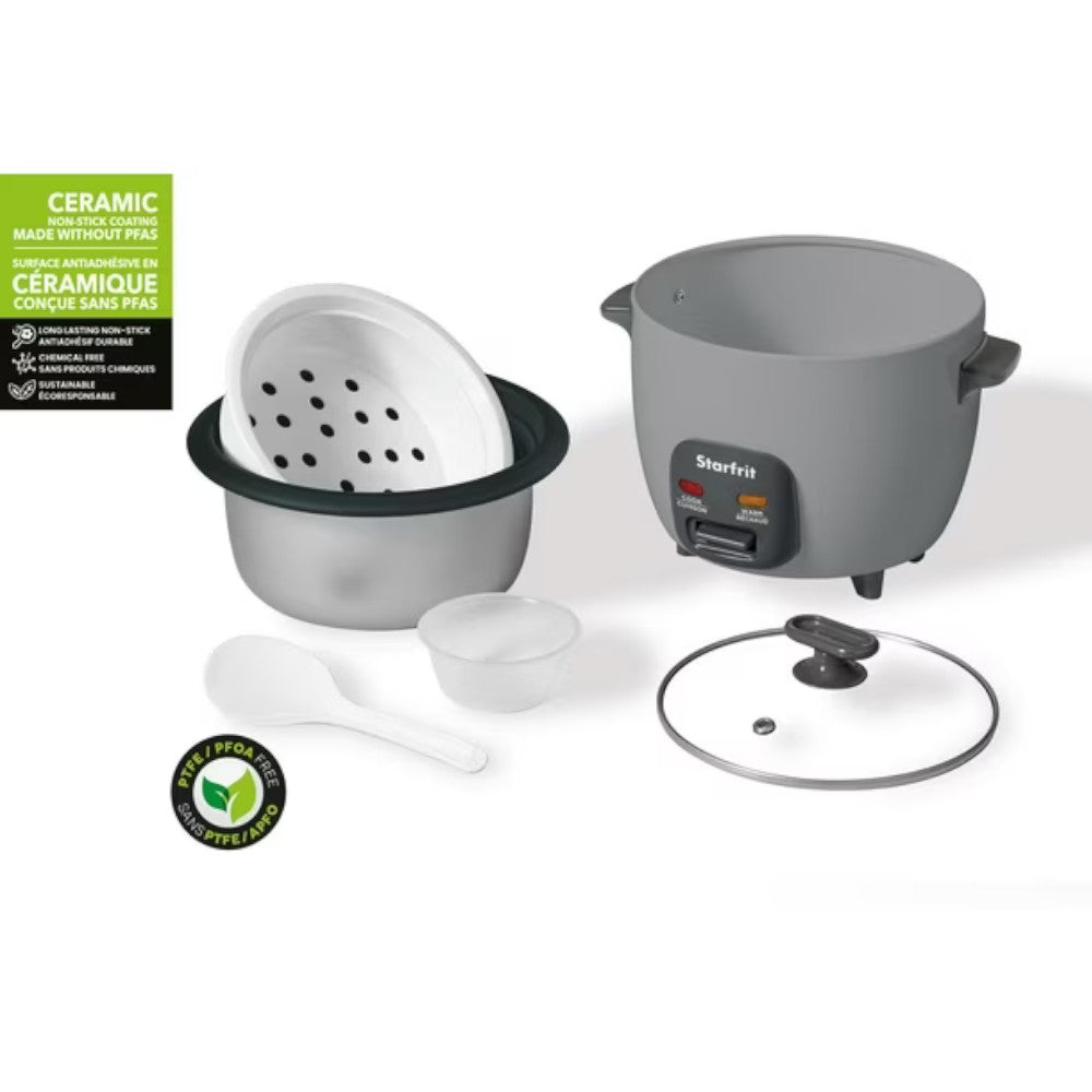 STARFRIT 24739 10-Cup Rice Cooker with Non-Stick Ceramic Coating - Perfect for Home Cooking, Meal Prep & Dorm Use