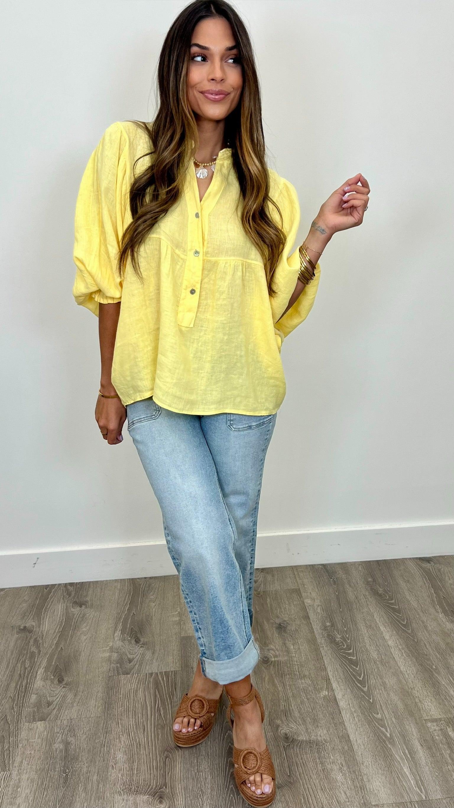 Lorenza Women's Linen Blouse - Breathable Summer Tops for Casual Outings & Beach Vacations