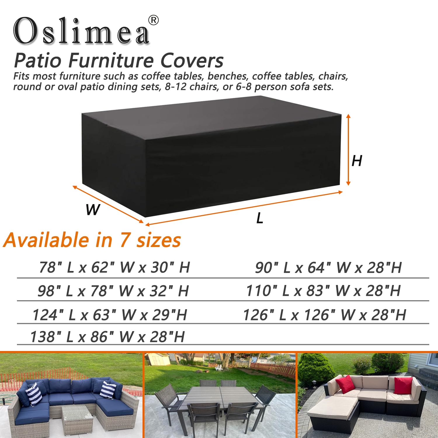Waterproof Outdoor Patio Furniture Covers for Sectional Sofa Sets, Wicker Rattan Table & Chair Protectors - 90