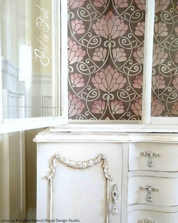 Lotus Paradise Floral Wall Stencil - Reusable DIY Painting Template for Home Decor, Nursery, Bedroom & Living Room Wall Art Projects