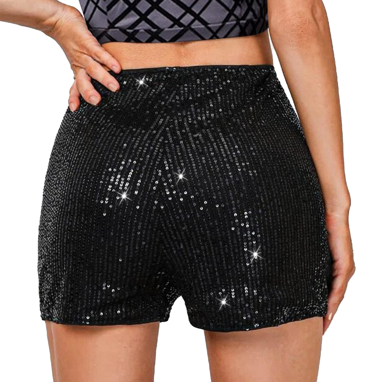 Sparkly Sequin High Waist Shorts for Women - Rhinestone Party Shorts for Nightclub, Festival & Special Occasions