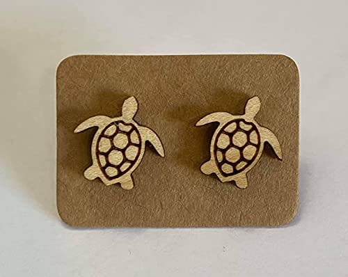 Handmade Wooden Turtle Stud Earrings for Women - Unique Nature-Inspired Jewelry by Bella Grace Design Co. - Perfect for Casual Wear, Gifts, and Boho Fashion