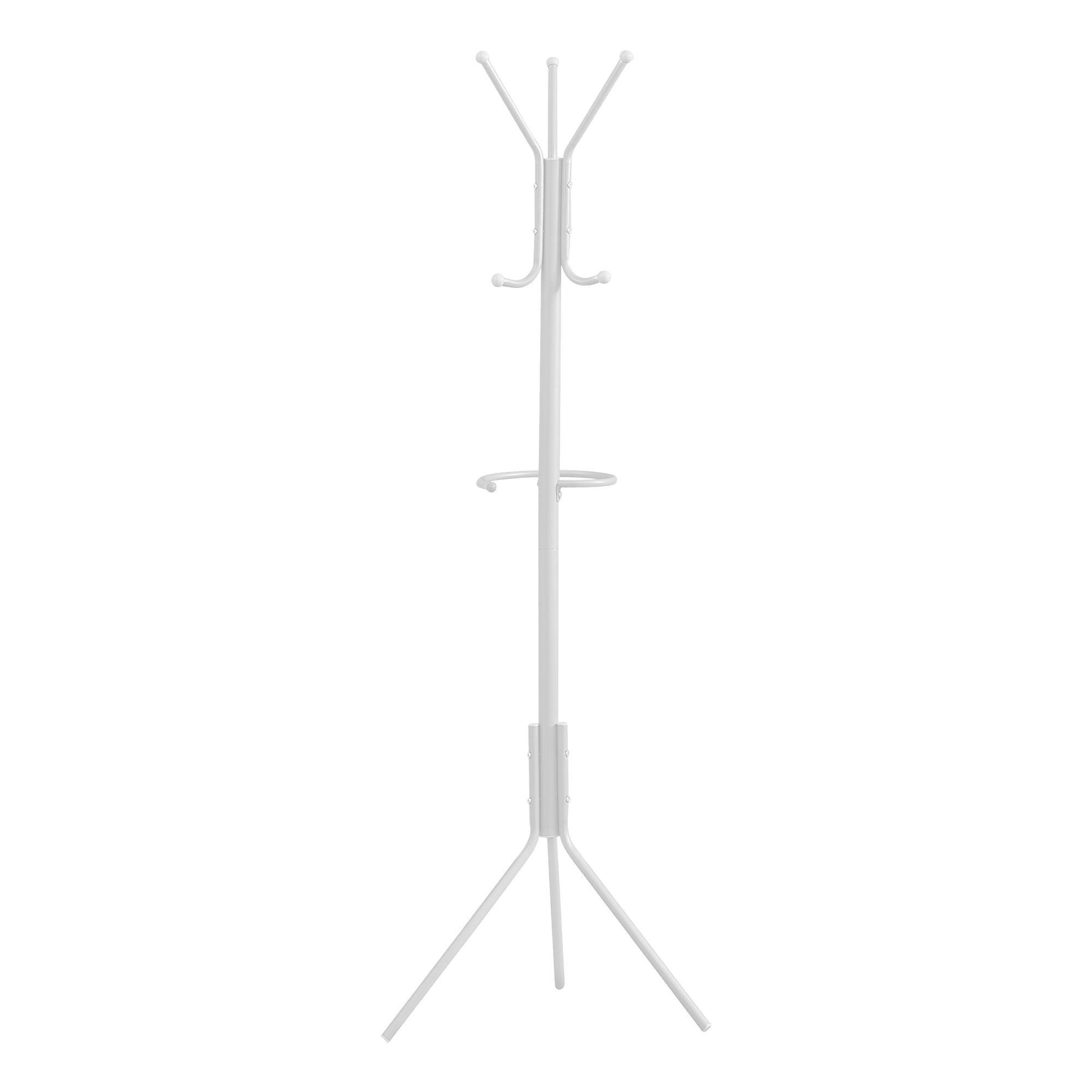 68 Inch White Metal Coat Rack - Space Saving Entryway Organizer for Hats, Jackets & Bags - Perfect for Hallway, Bedroom or Office