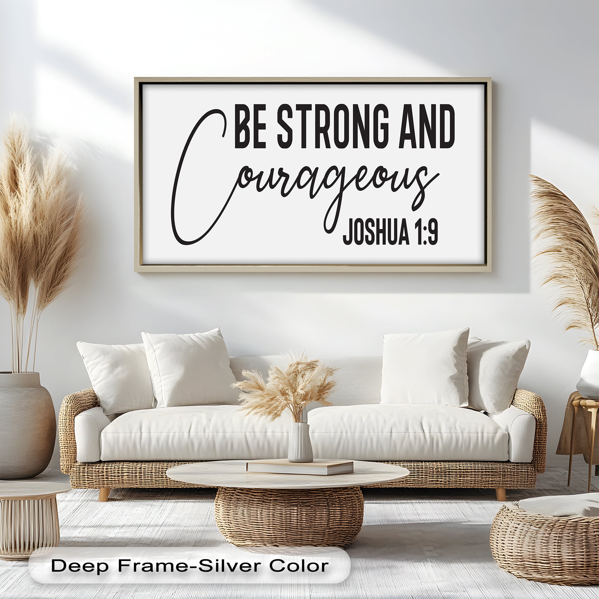 Be Strong and Courageous - Joshua 1:9 Bible Verse Oil Painting Wall Art - Inspirational Christian Home Decor for Living Room, Bedroom & Office