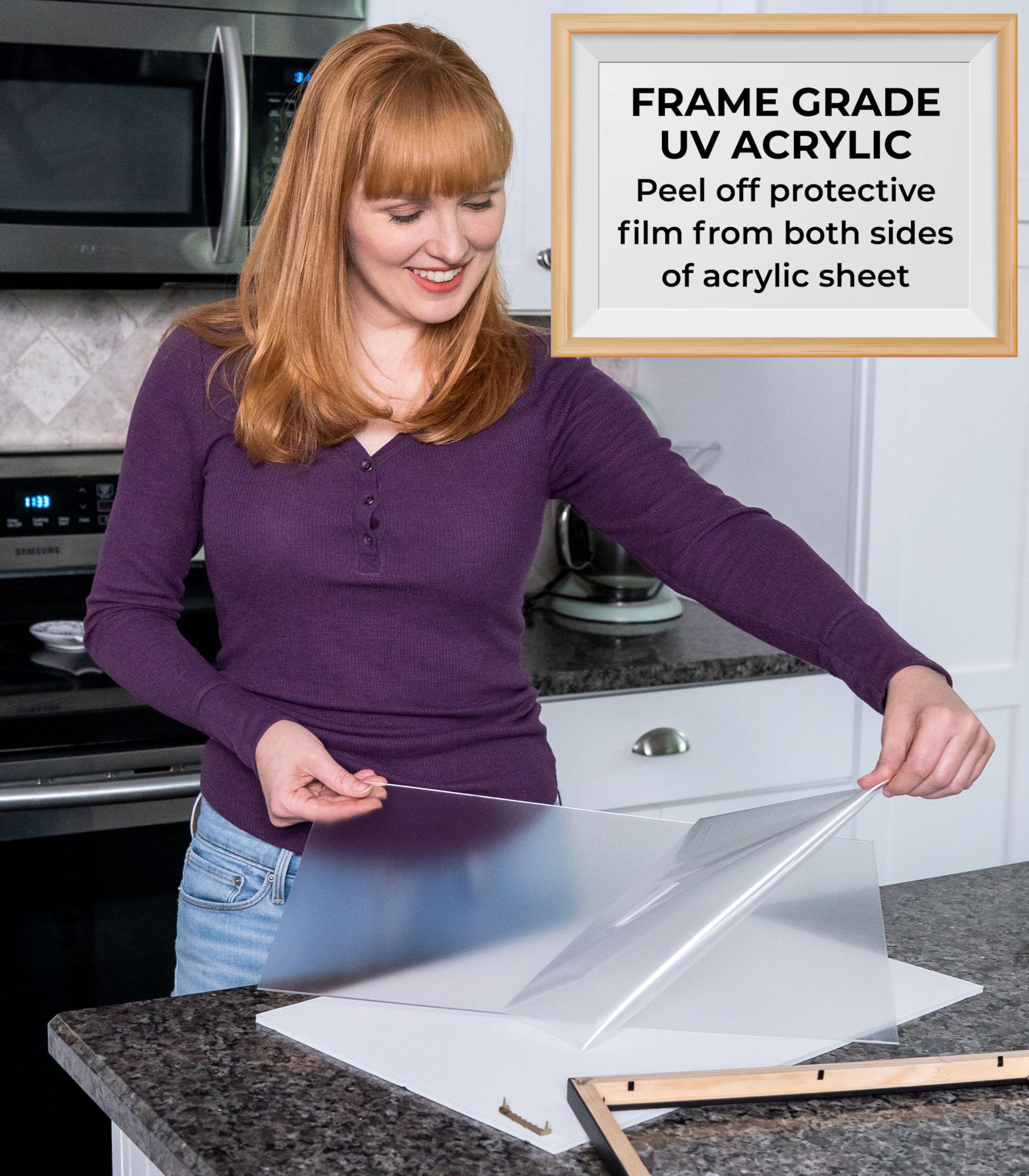 47x17 Inch Black Wood Picture Frame - Modern Photo Frame with UV Acrylic Shatter Guard & Acid-Free Backing - Perfect for Family Photos, Wall Decor, Living Room, Bedroom, Office Display - Includes Hanging Hardware (No Mat Included)
