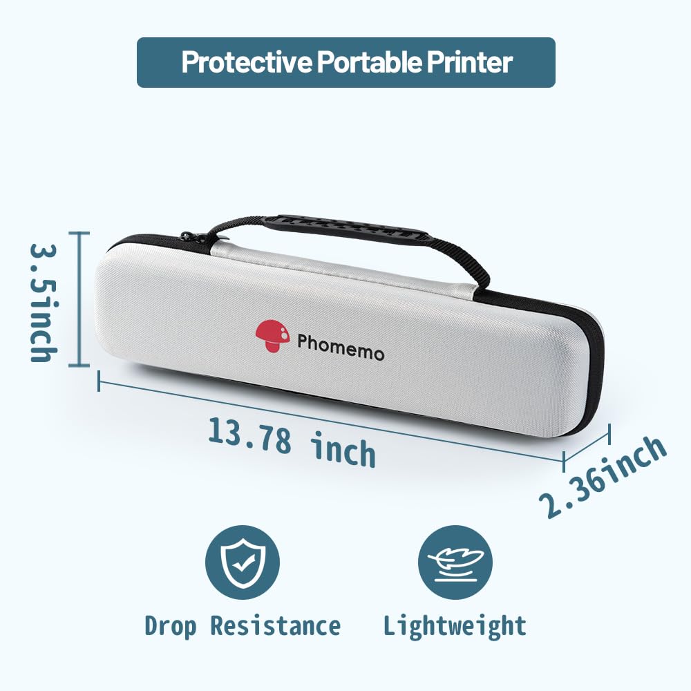 Phomemo M08F Printer Carrying Case - Lightweight Travel Bag for M08F Portable Thermal Printer, Compatible with HPRT MT800/MT800Q, M08E/P831/TP81, PJ762/PJ763MFi (Box Only) - Perfect for Business Travel, Home Office & On-the-Go Printing