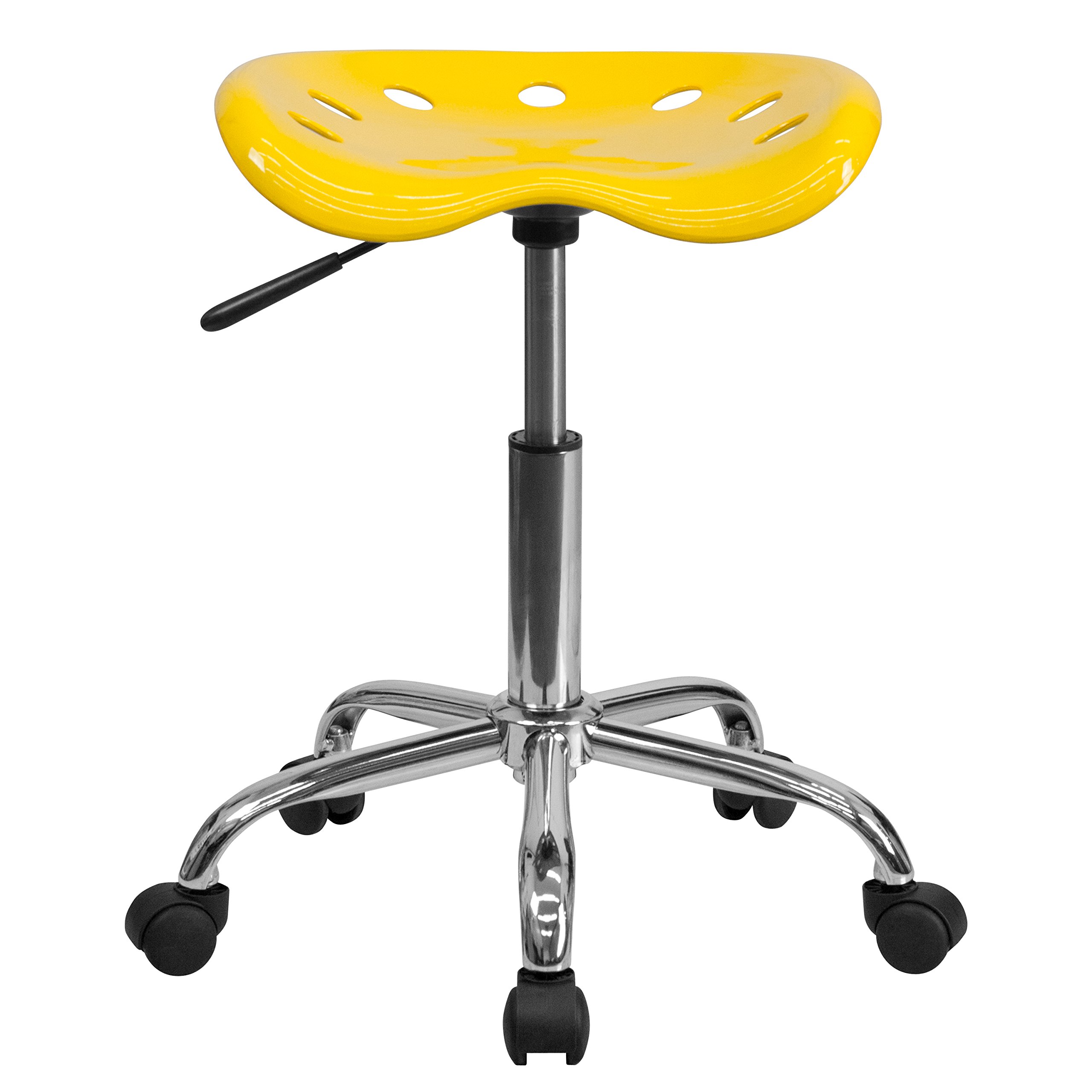 Flash Furniture Taylor Vibrant Yellow Tractor Seat and Chrome Stool - Bar Stool with Backrest for Kitchen Counter, Diner, Pub & Home Decor