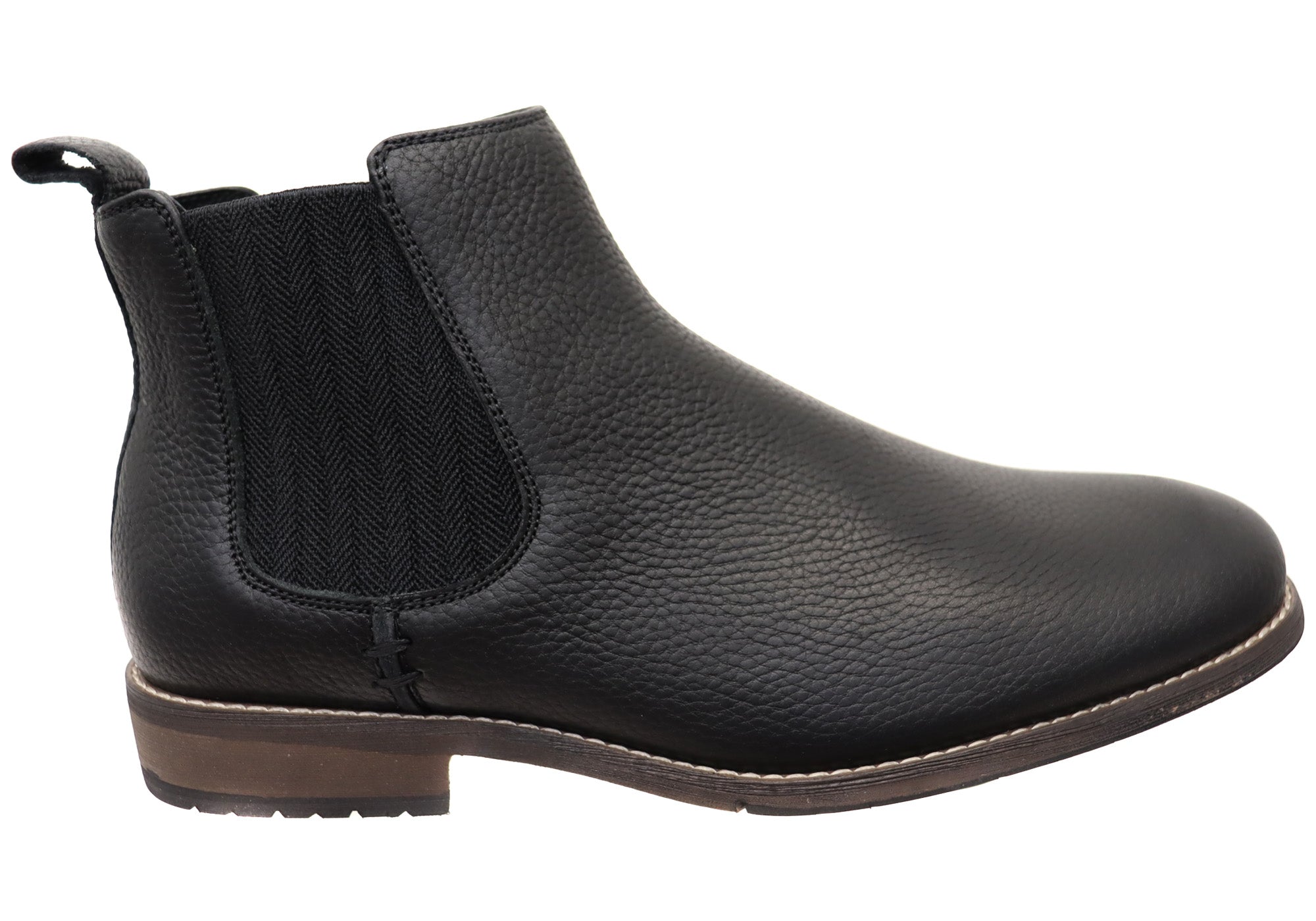 Hush Puppies Fin Men's Comfortable Wide Width Leather Chelsea Boots - Waterproof Slip-Resistant for Work, Casual & Outdoor Walking