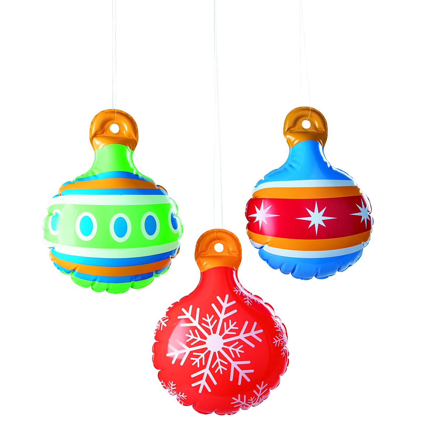 Fun Express Inflatable Hanging Ornaments - 12-Piece Set for Kids' Parties, Christmas Decorations & Indoor Playroom Decor