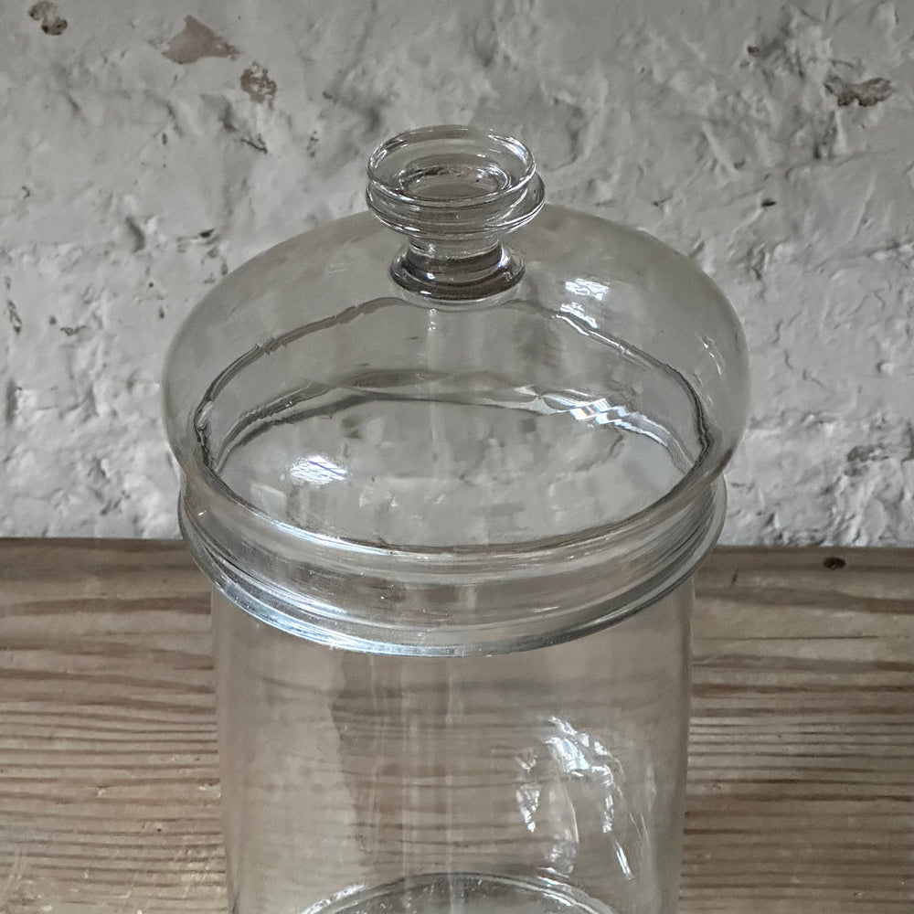 Antique 19th Century French Glass Jar with Lid - Vintage Apothecary Storage Container for Home Decor, Bathroom Organization & Kitchen Spice Storage