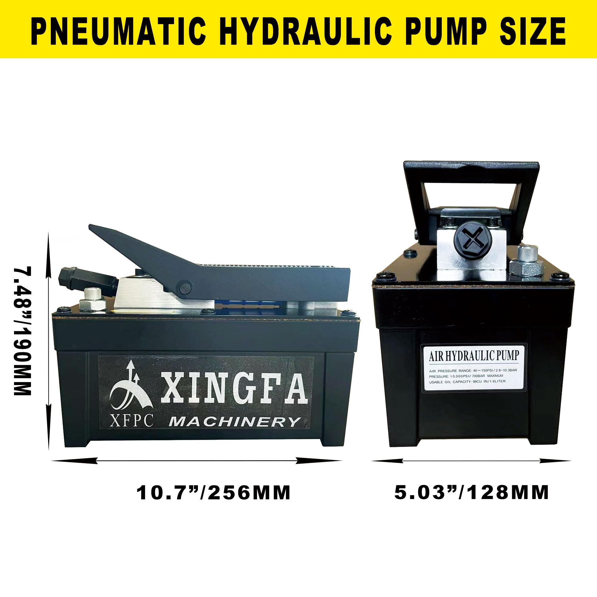 10,000 PSI Air Hydraulic Pump with 1.7L Reservoir - 3/8