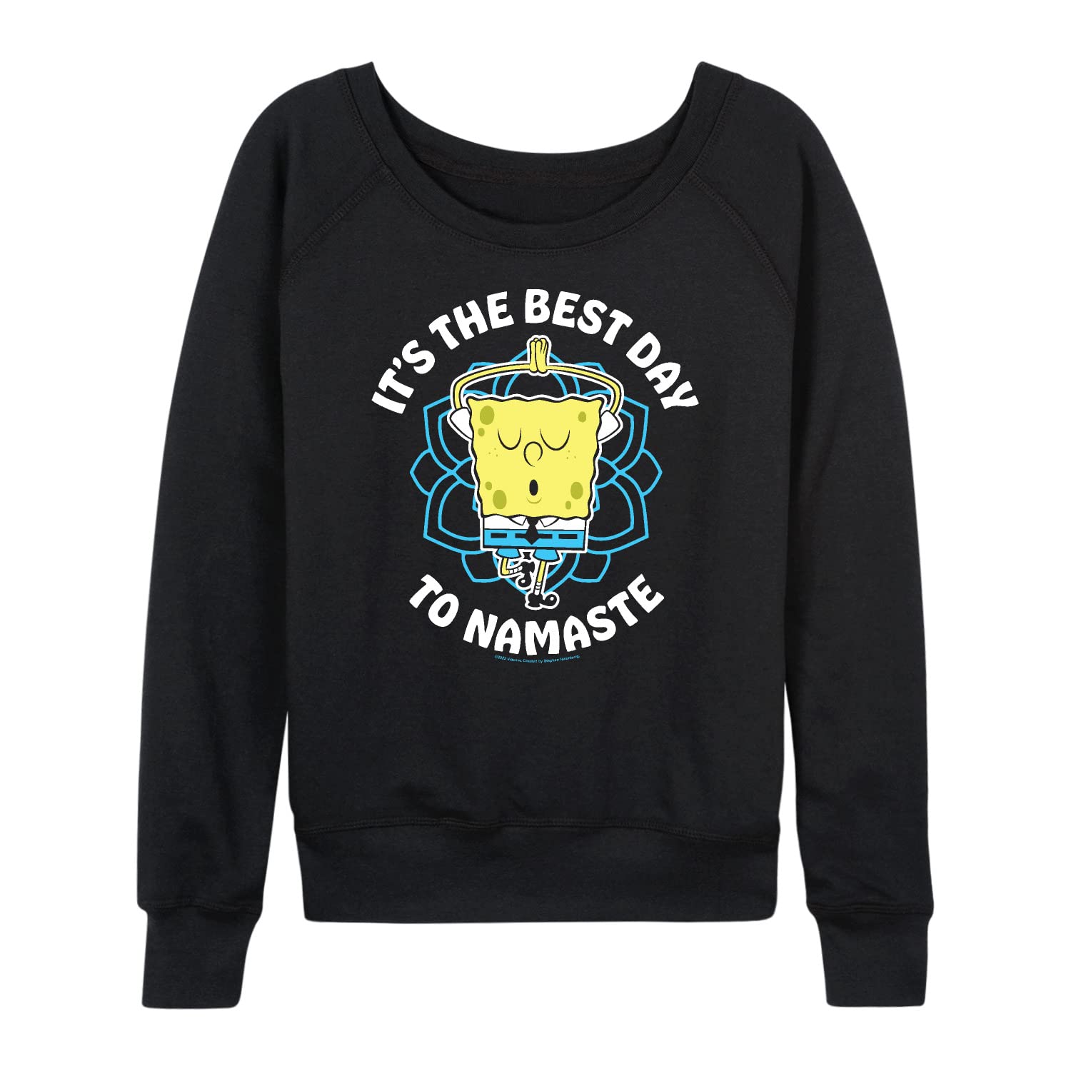 HYBRID APPAREL Women's SpongeBob SquarePants Lightweight French Terry Pullover Hoodie - 'The Best Day To Namaste' Graphic Sweatshirt - Casual Lounge Wear for Yoga, Relaxation & Everyday Comfort