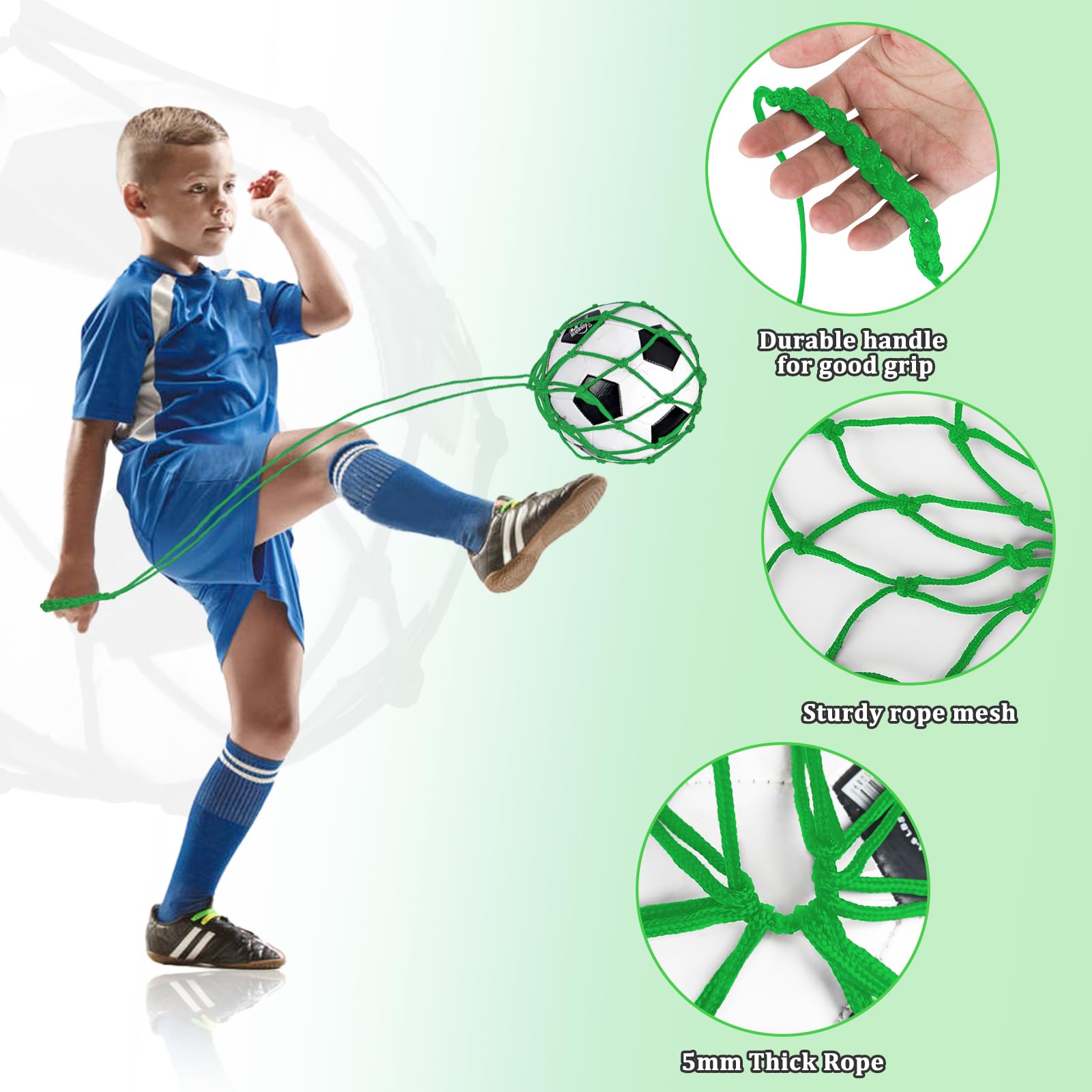 2 Pack Soccer Kick Trainer - Football Ball Net Kicker for Size 3, 4, 5 Balls - Solo Practice Training Aid for Youth & Adults - Perfect for Backyard Drills, Team Practice & Skill Development