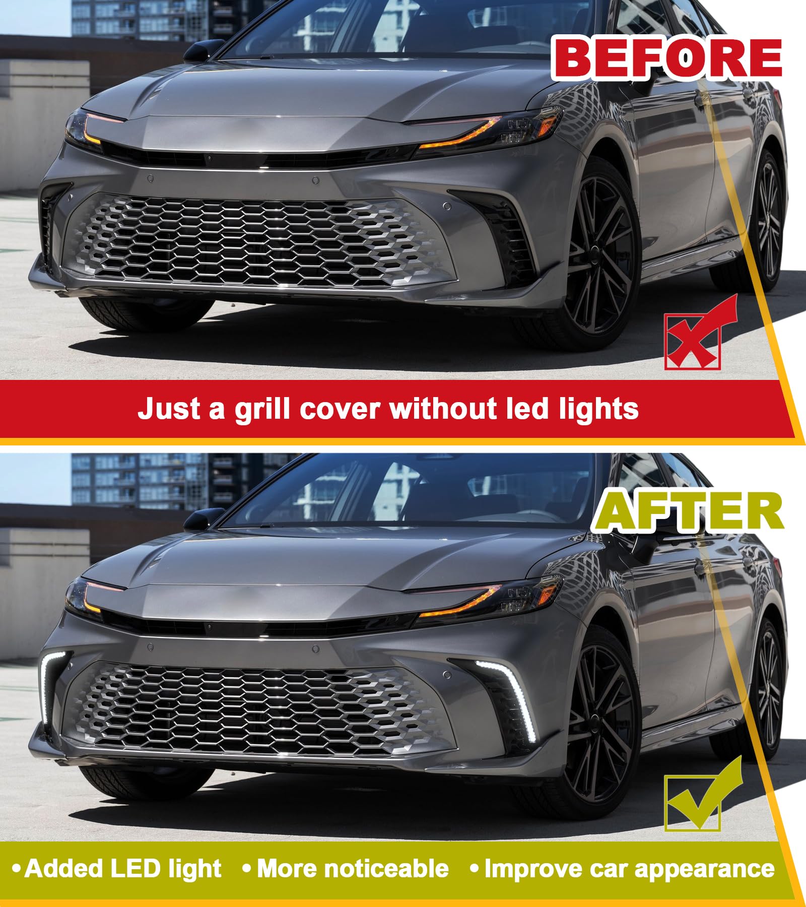 2025 Toyota Camry SE XSE DRL Fog Lights with Turn Signals - 9th Generation Camry Accessories | Daytime Running Lights & Front Bumper Accent Lights (Not Fit LE XLE) | Perfect for Night Driving & Custom Car Styling