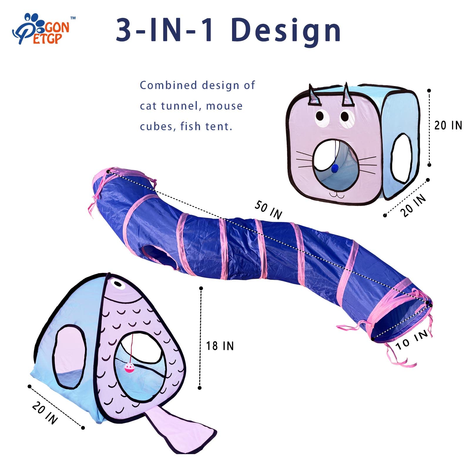 23-Piece Cat Toys Set for Indoor Cats - Interactive Feather Teaser Wand, Collapsible Tunnel Cube, Bell Balls, Fuzzy Springs & Mouse Toys - Perfect for Playtime, Exercise & Bonding with Your Kitten