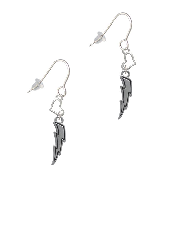 Silver Lightning Bolt Heart Earrings for Women - Trendy French Jewelry